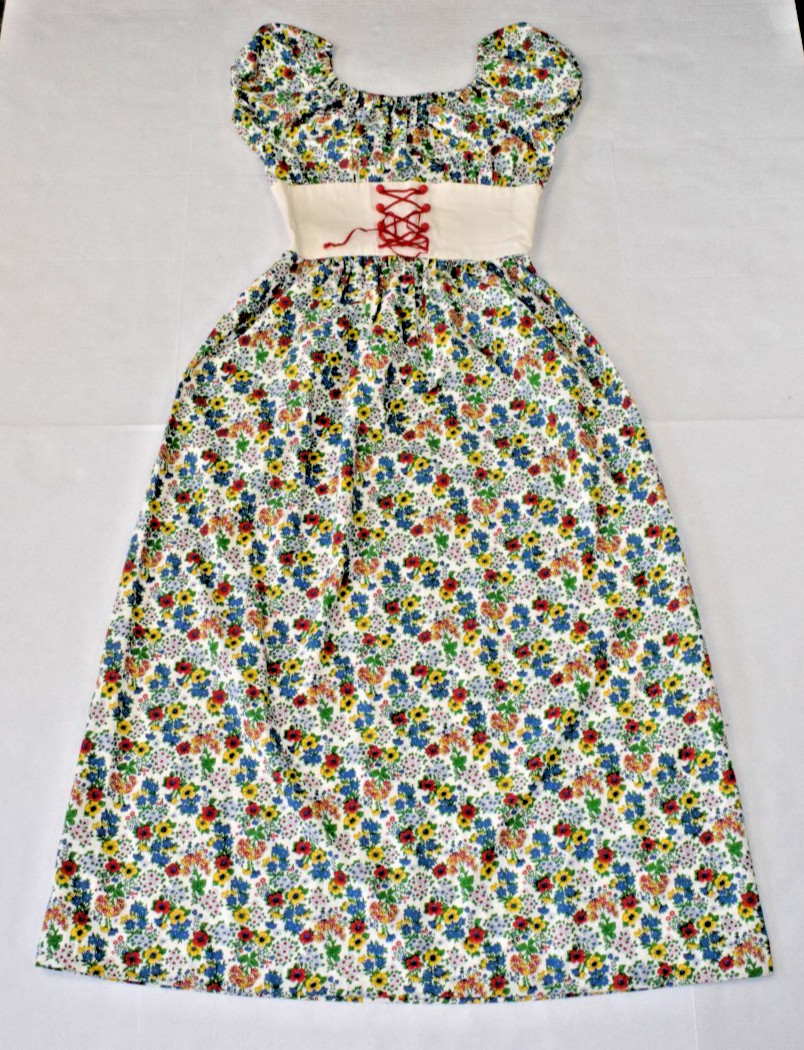 Vintage Dress Sz S 30s 40s Corset Style Bodice Colorful Country Floral Talon Zip