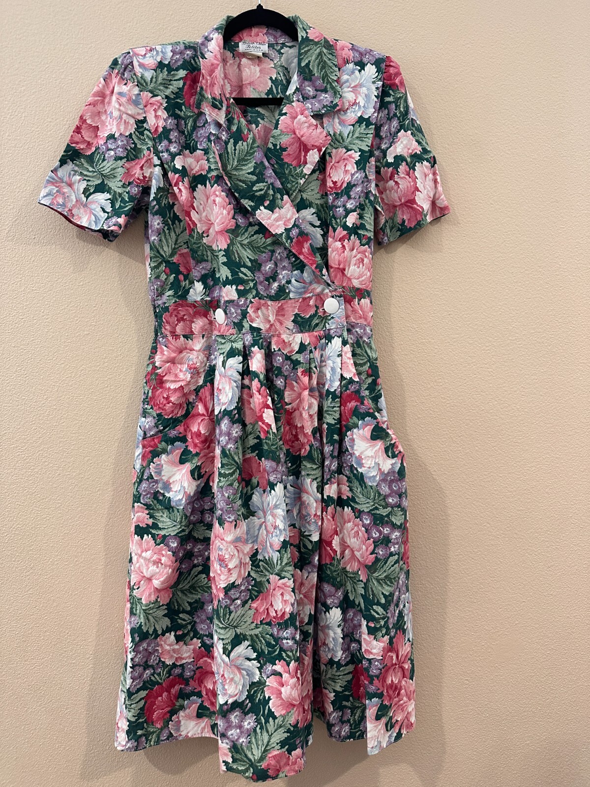 Vintage 80s Stuart Alan Petites Floral Wrap Midi Dress – Size 6-8
