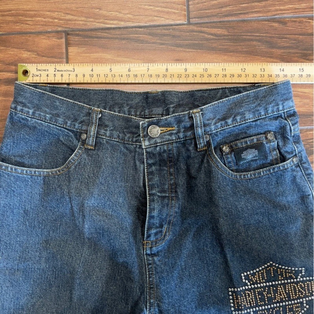 Harley-Davidson Size 8 Rhinestone Jeans Moto Bikercore Biker Babe Straight Leg