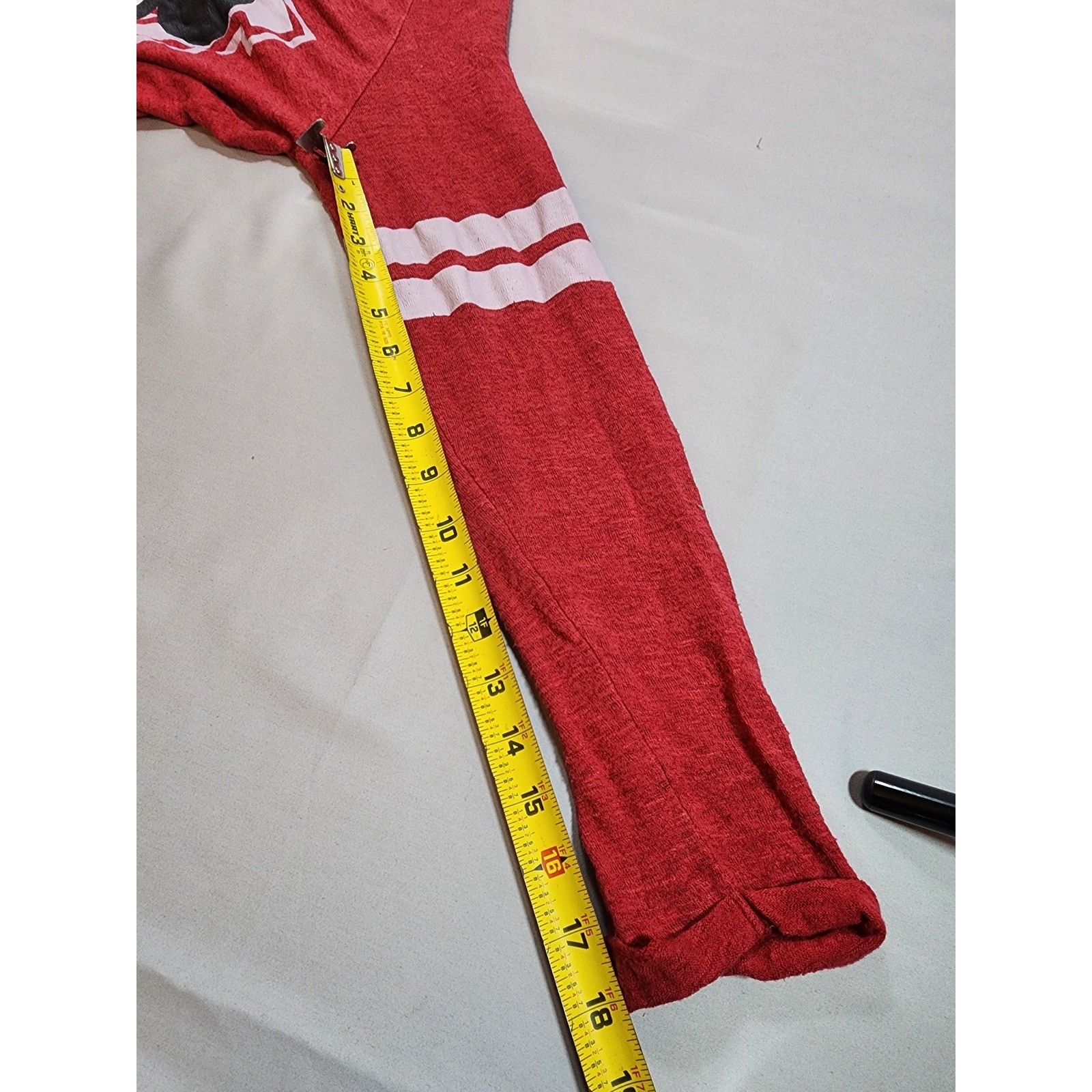 Vintage Disney Mickey Mouse Red Long Sleeve Varsity Graphic Tee Shirt Womens M