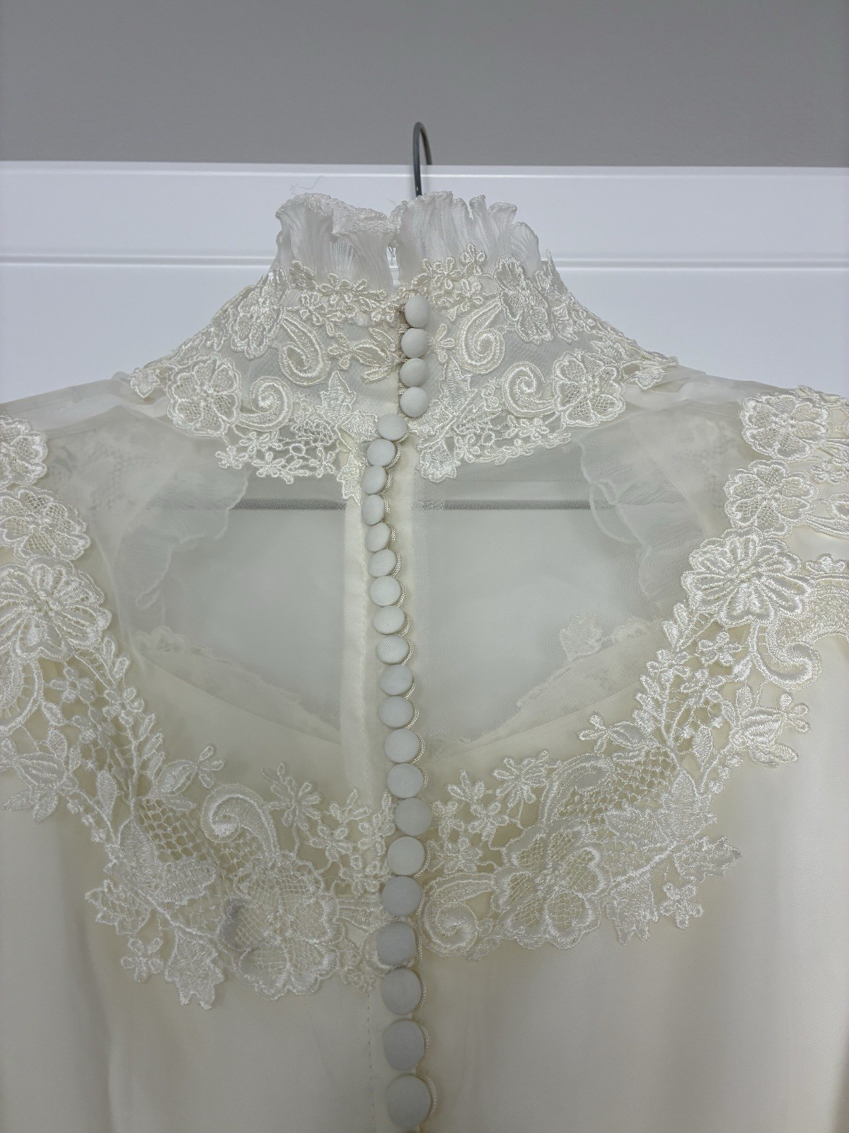 VTG ILGWU Victorian Wedding Dress Gown Sweetheart Neck with Train/Veil 8 Ivory