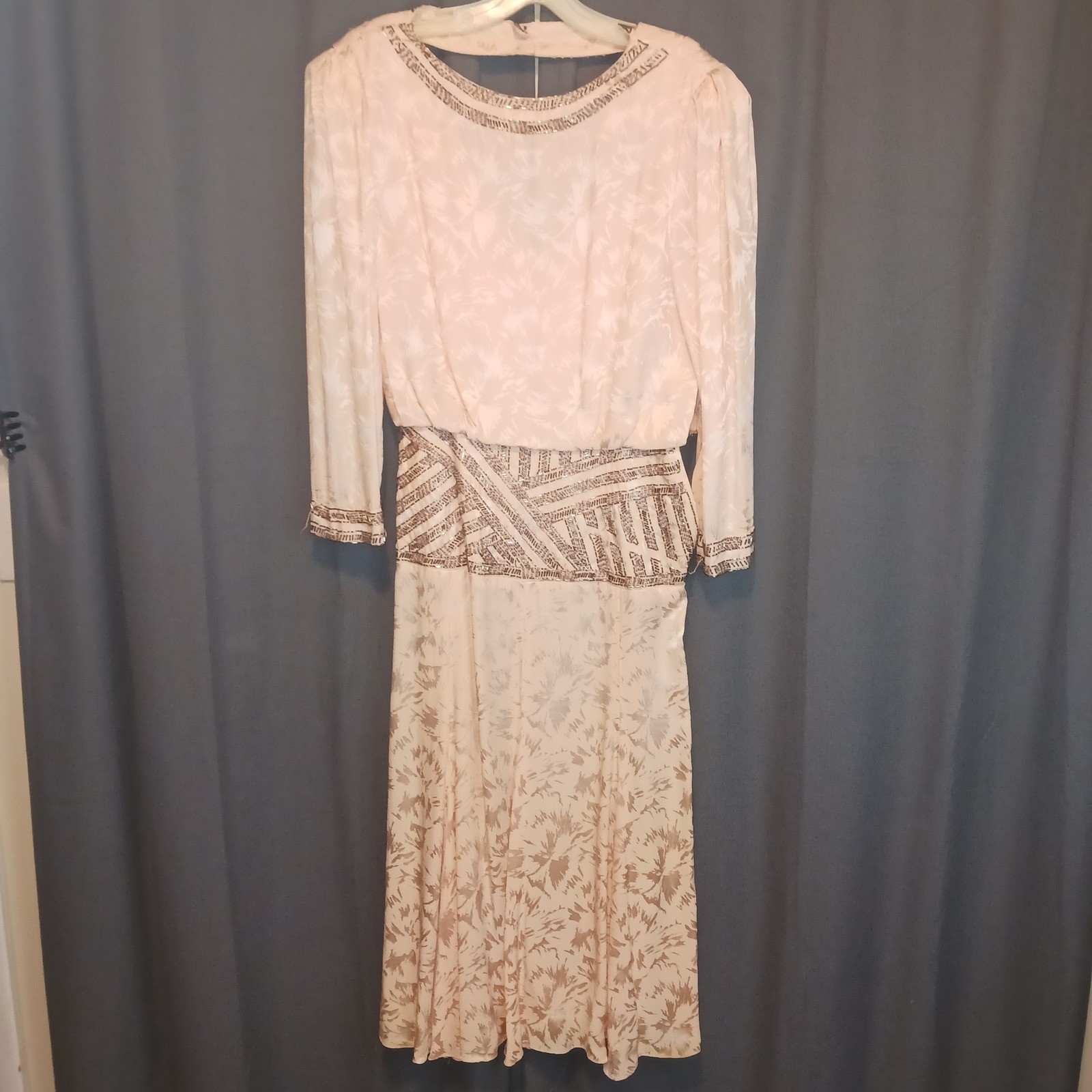 Roaring 20s Style Dress 100% Silk D&rsquo;ore Vintage Dramatic Plunging Back Pink 6