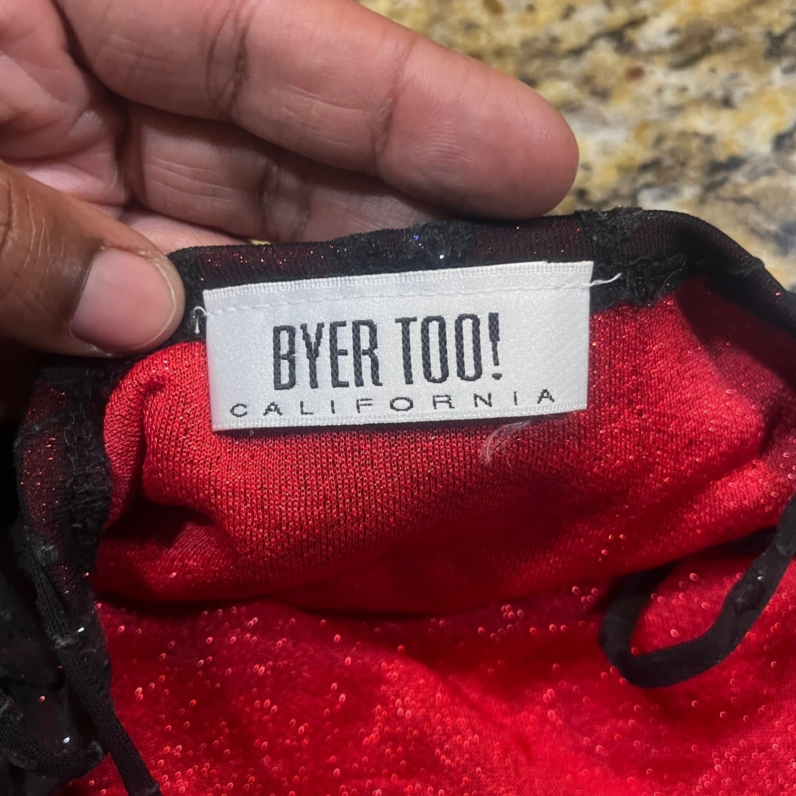 Vintage Byer Too! Red Glitter Black Floral Mesh Overlay Mini Dress Girl S