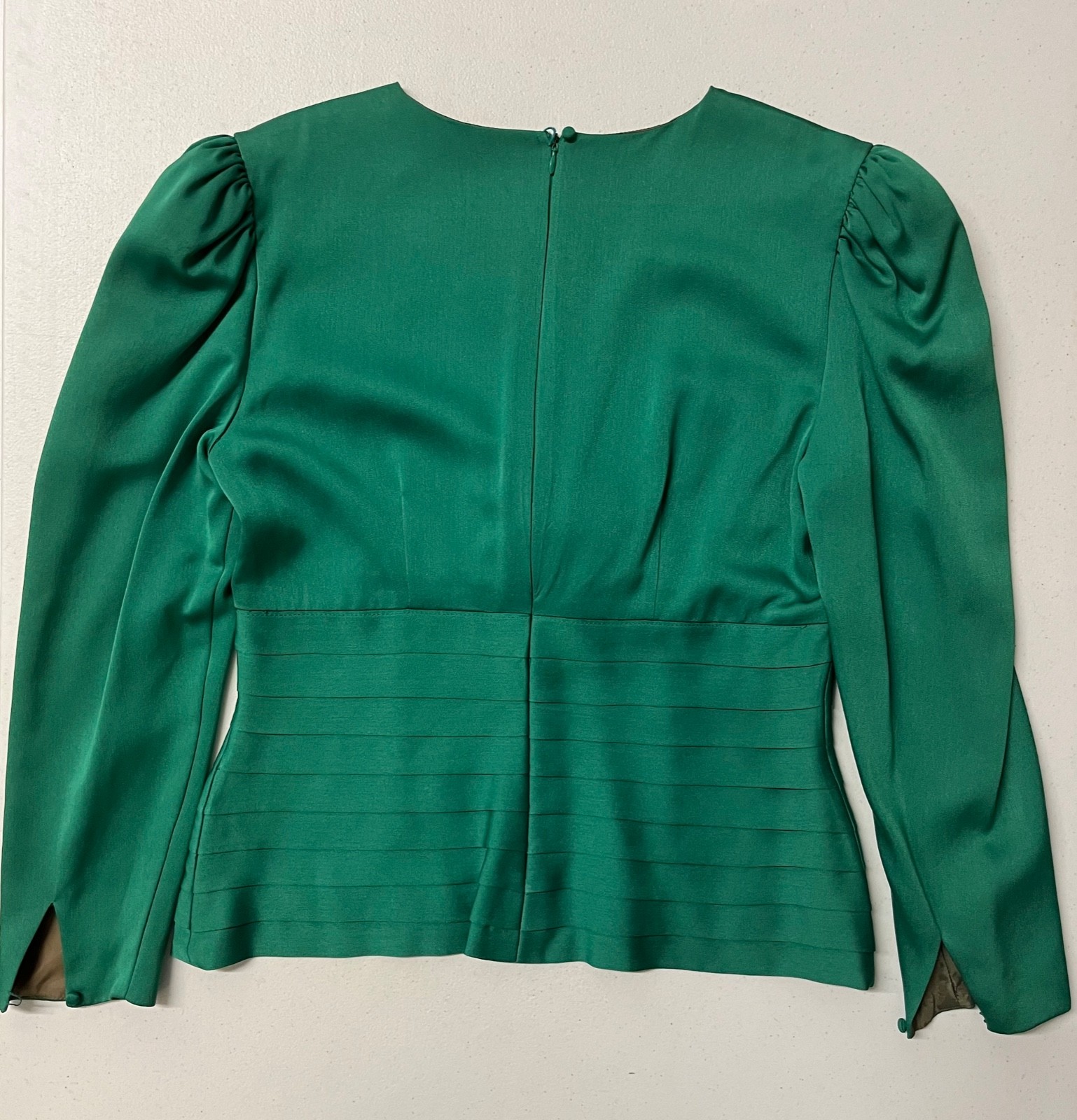 Vintage 80s Dynasty green 2PC Peplum Skirt Set by Rina di Montella Size 8