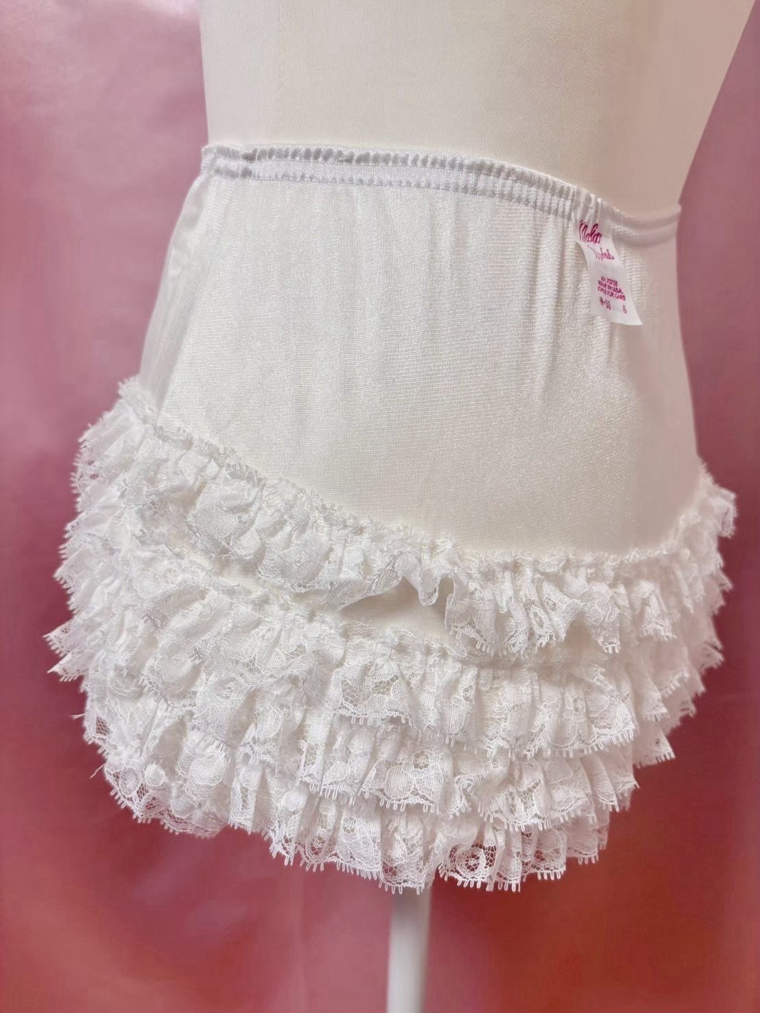 Malco Modes Current piece Lace Bloomers Lingerie White Made in USA