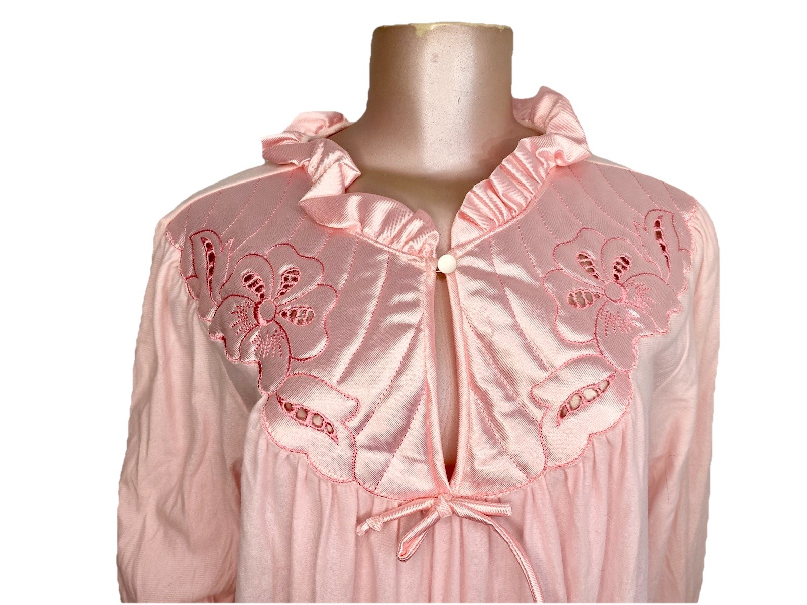 New Vintage 70’s Pinehurst Pink Granny Prairie Nightgown Long Sleeve Winter Smal