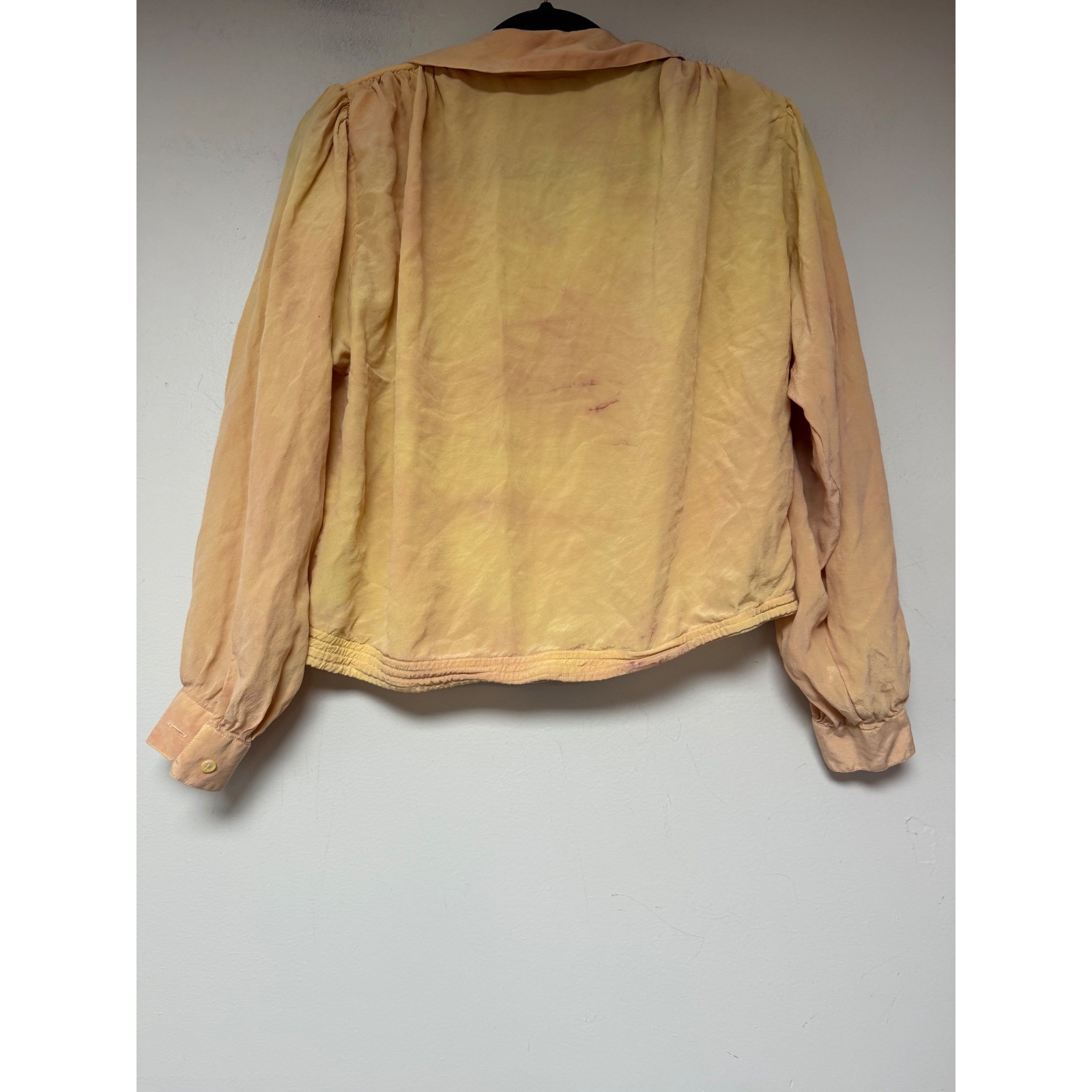 Piero Pura Seta Blouse Womens 42 Peach Silk Vintage Made in Italy Fair Blouson