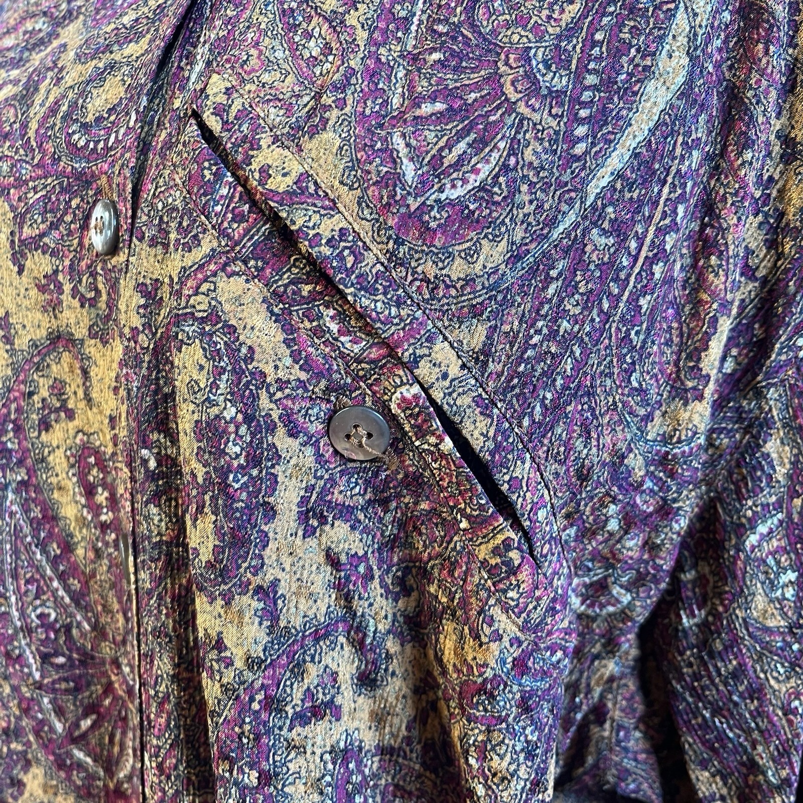 VTG Escada Size 38 Silk Blouse Margaretha Ley Top Paisley Print Button Front