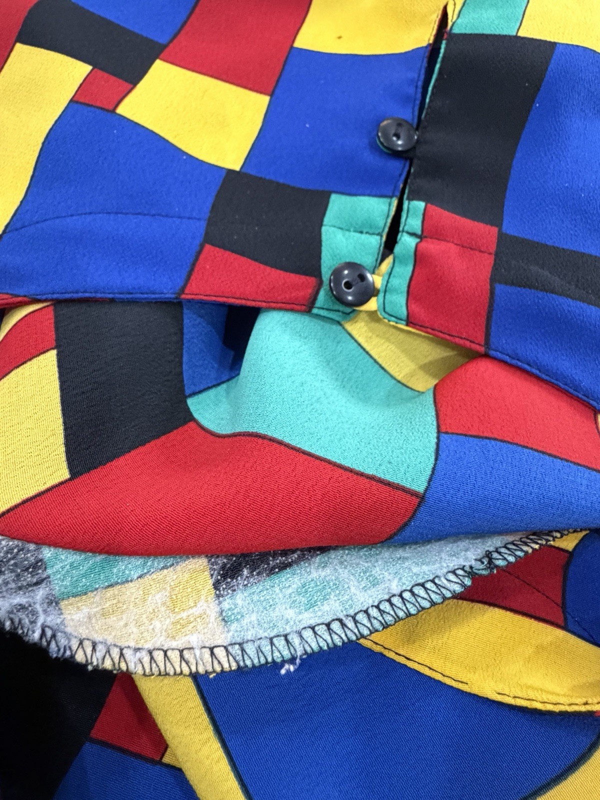 Vintage Kathy Che Geometric Print Blouse 90s Artsy Top