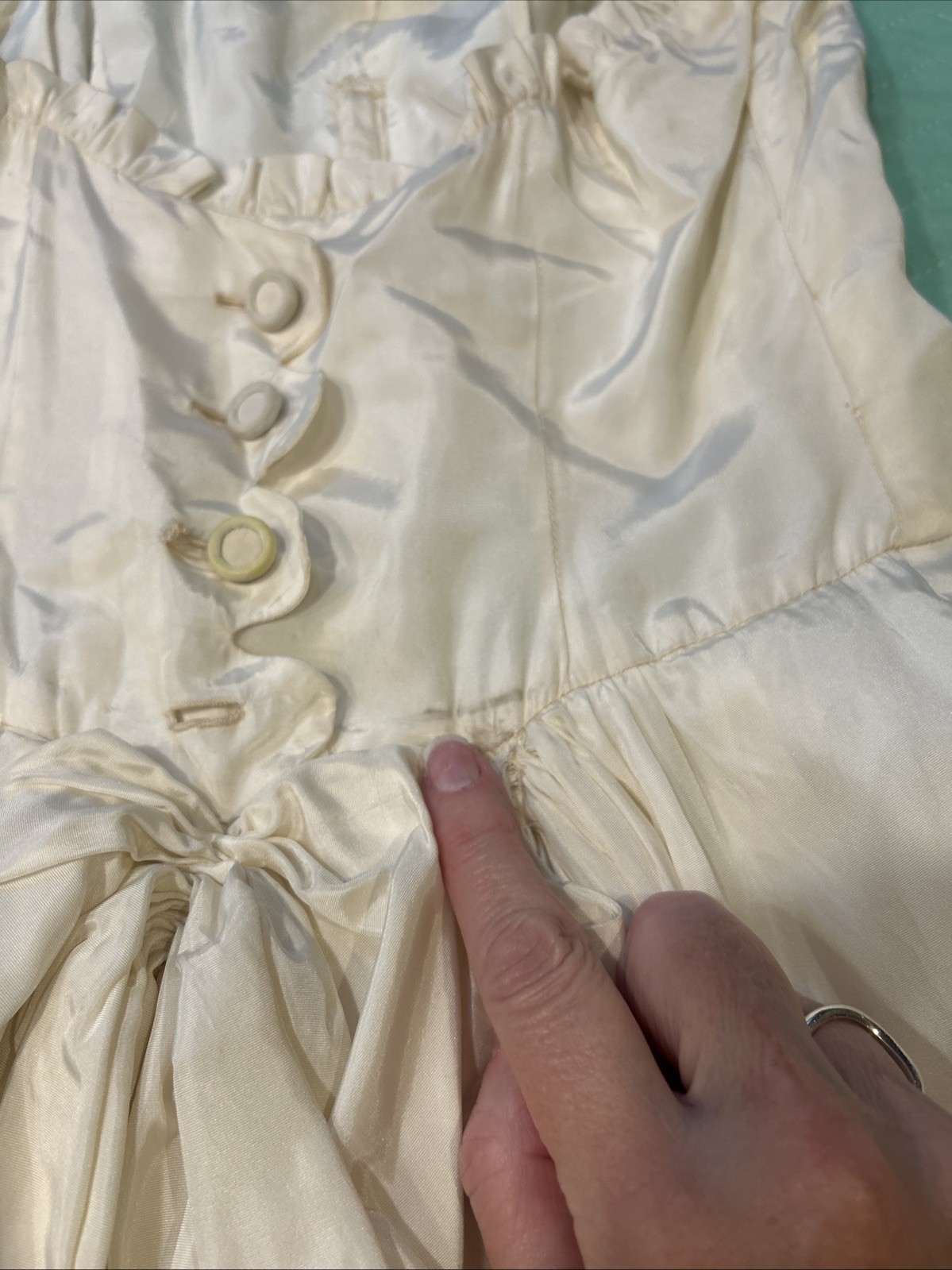 Vintage Ivory Spaghetti Strap Saloon Style Dress Size Small