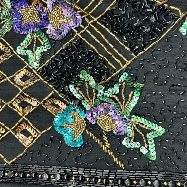 Vintage Michael Edwards Hand Beaded Sequined Floral Evening Jacket