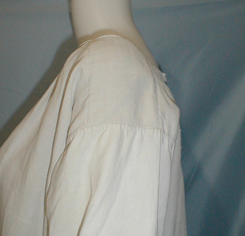 Antique 1820 Regency Nightgown Hand Stitched Home Spun Linen w/ Initials