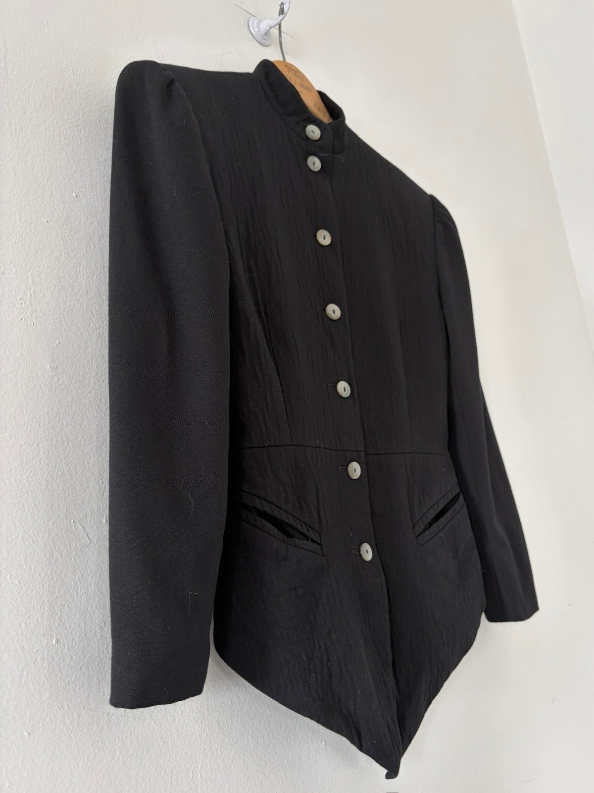 80s Avant Garde Paris Designer Premonville Dewavrin Fitted Wool Tailcoat Jacket