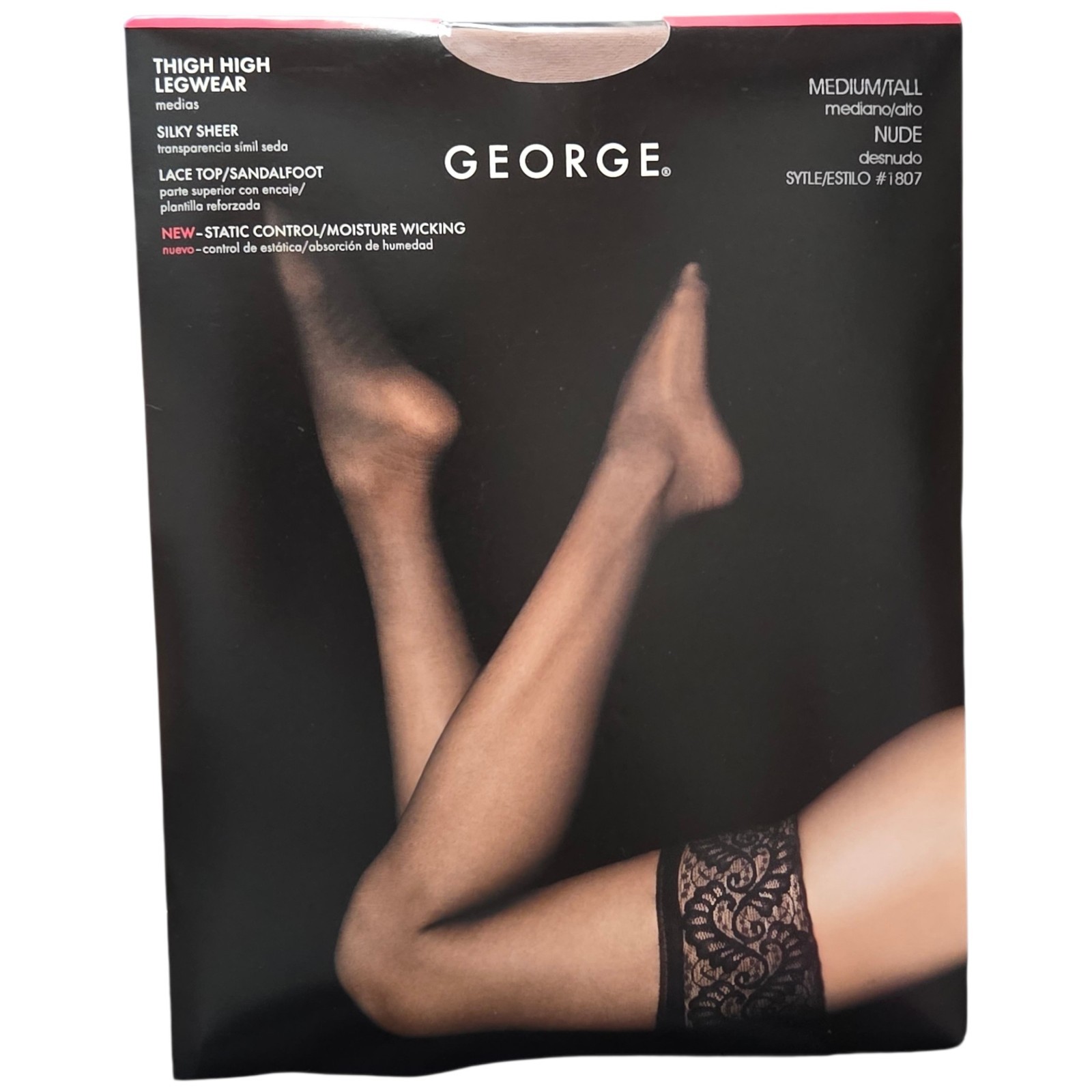 George Medium Tall Nude Style # 1807 Pantyhose Thigh High Lace Top