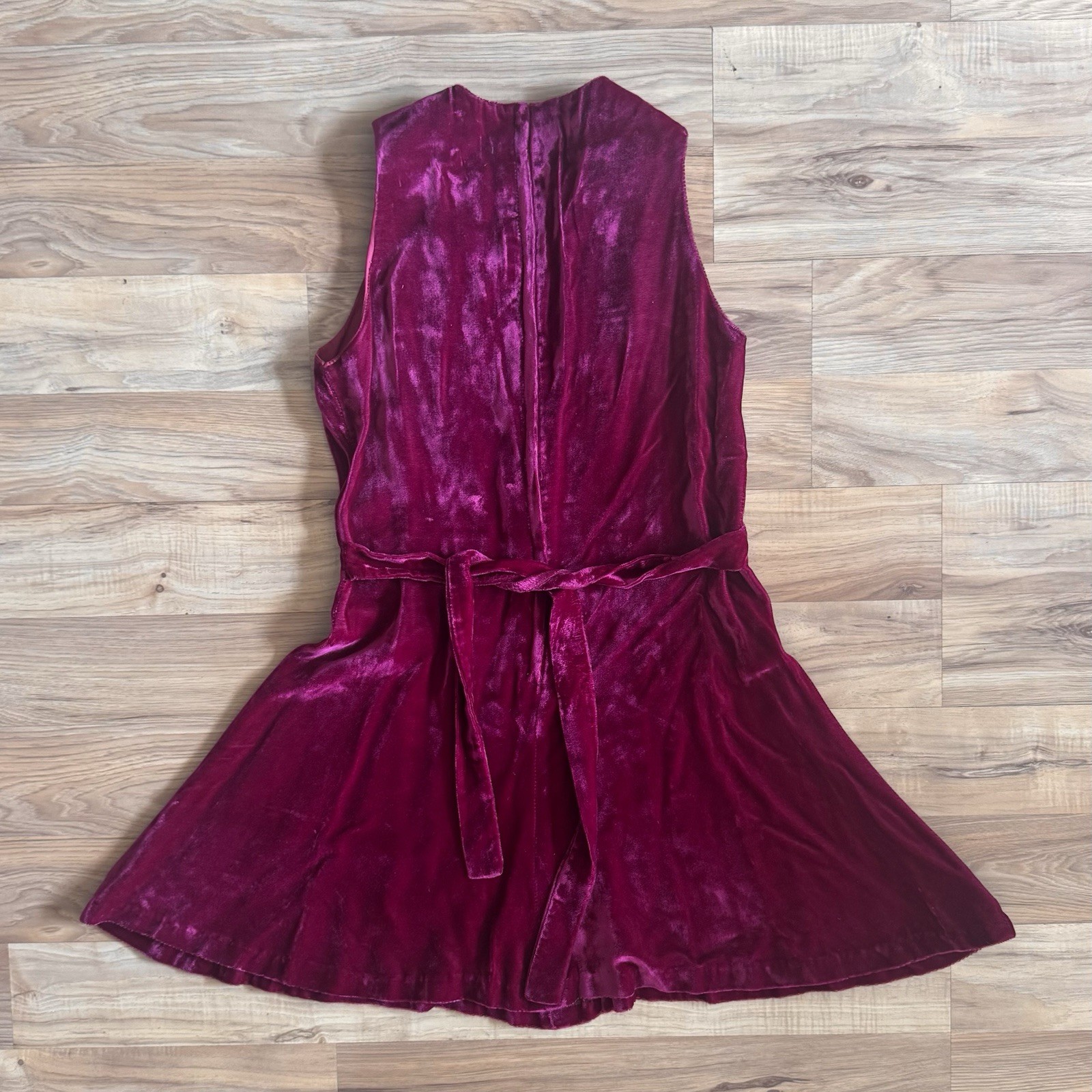 Vtg 1970s Young Innocent Raspberry Velvet Minidress Size 13