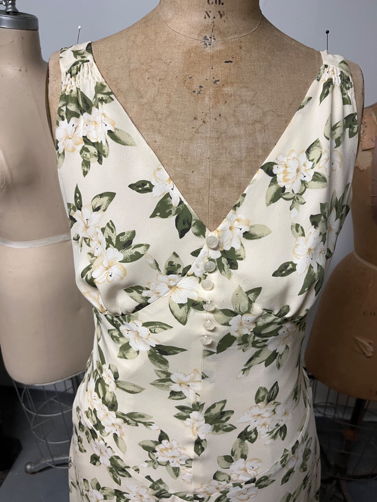 Vintage J Peterman 1930s Style Lady Day Silk Georgette Dress Size 10 Bust 38