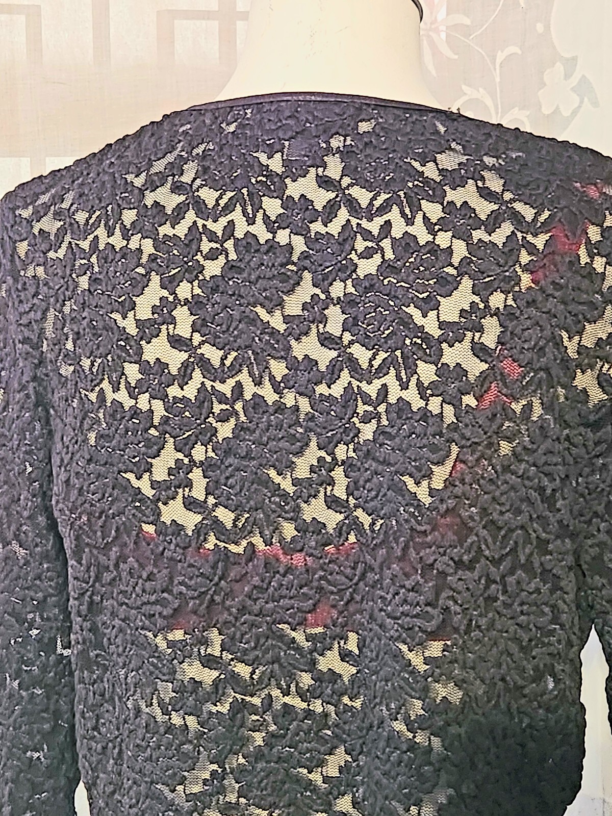 Dress Barn Lace Shrug Bolero Cardigan Black Sheer Scalloped Sexy Small Y2K VTG