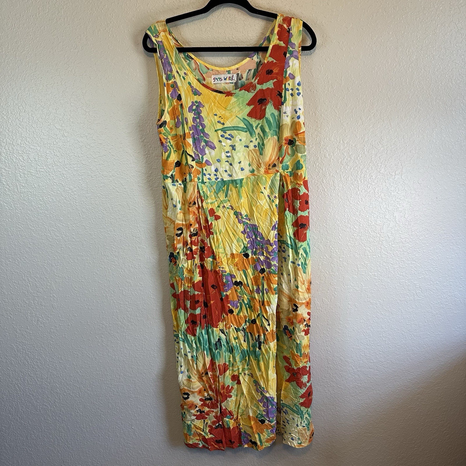 VTG Jams World Maxi Dress Size XL Multi- Colored hawaiian Print Pockets Beach