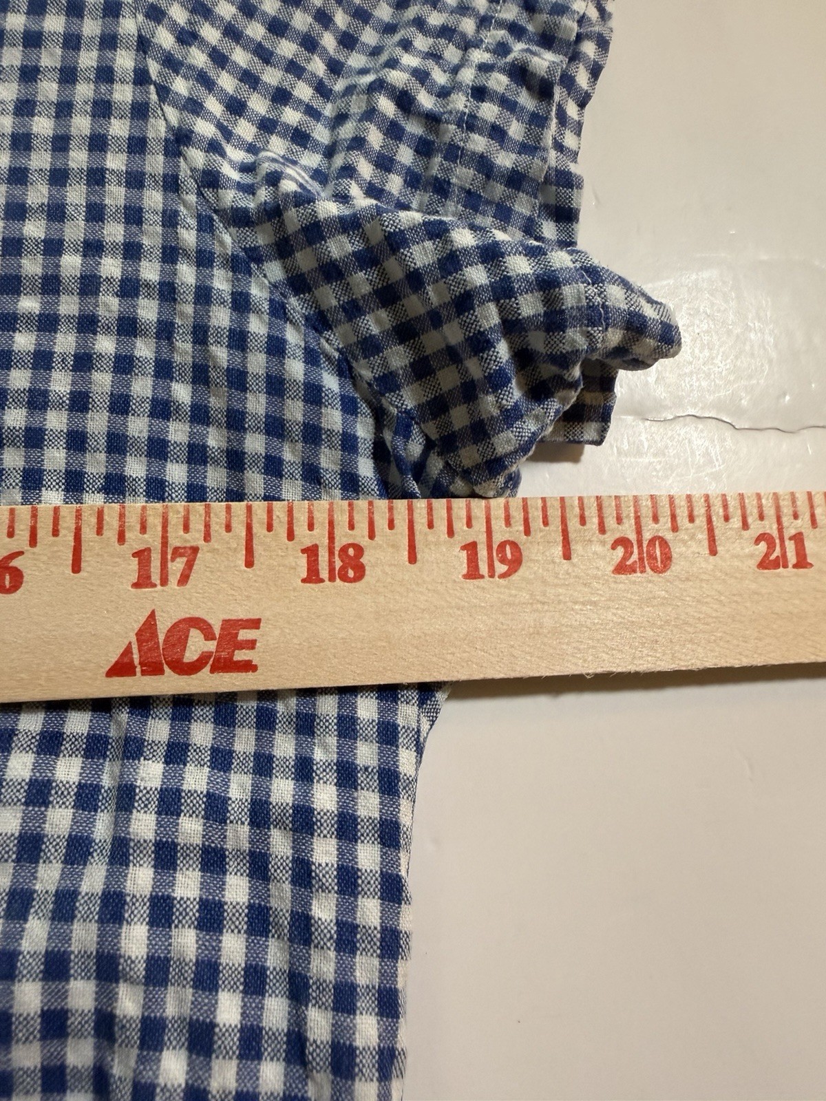 Vintage 80s JG Hook blue white gingham seersucker midi dress button 12 preppy