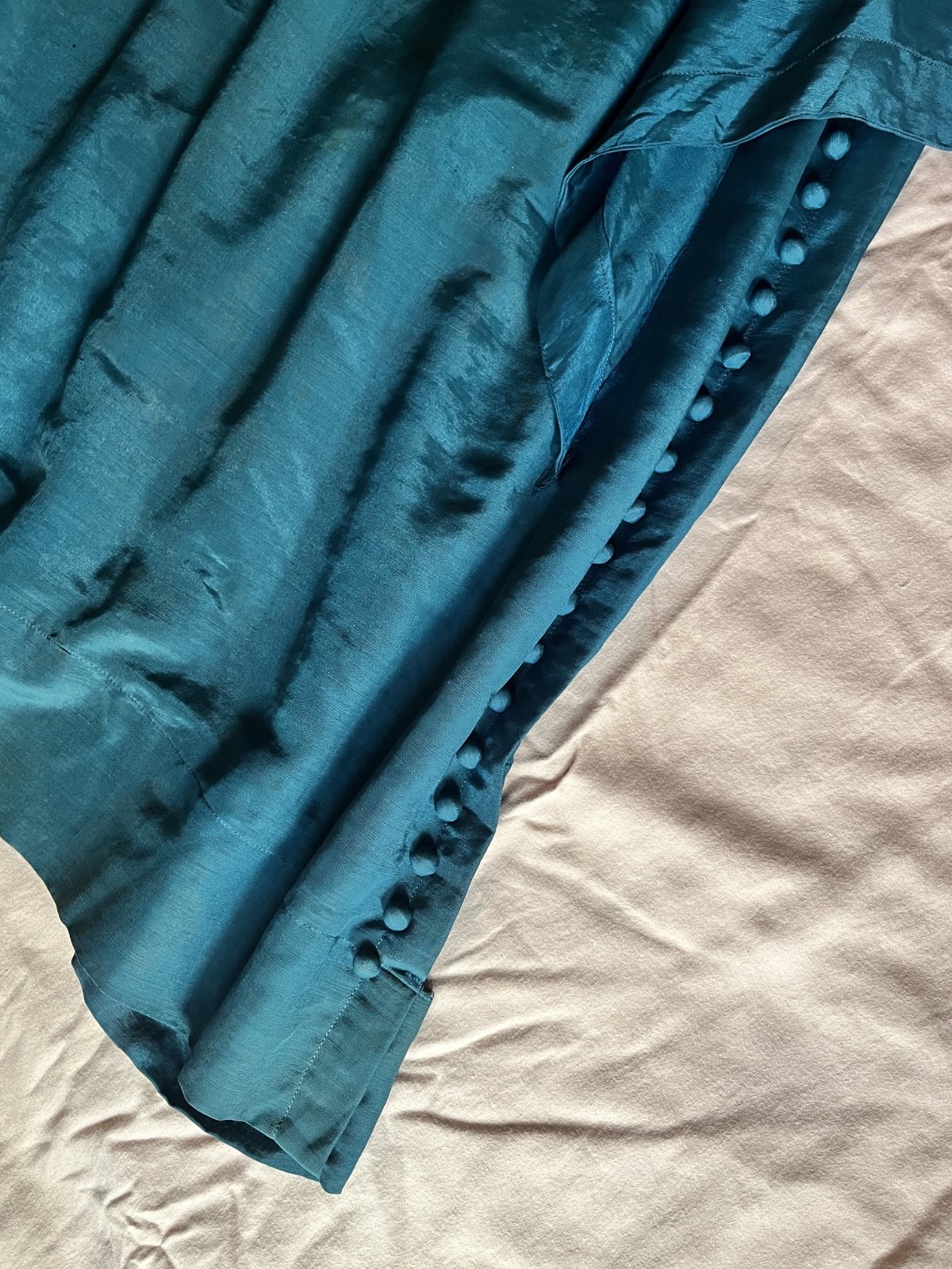 1910s 1900s antique Turquoise Silk Dress – M/L