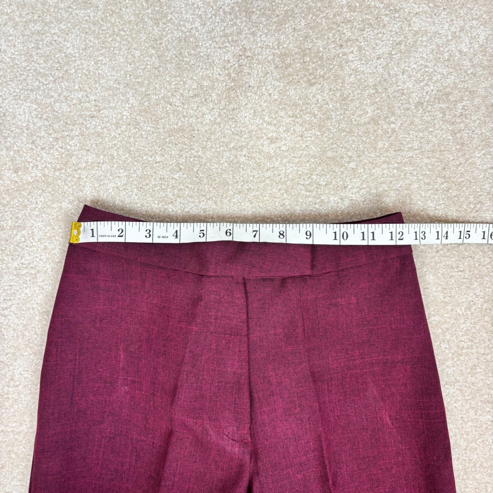 Mandee Vintage Burgundy High Waisted Straight Leg Trousers Size 3/4 Made in USA