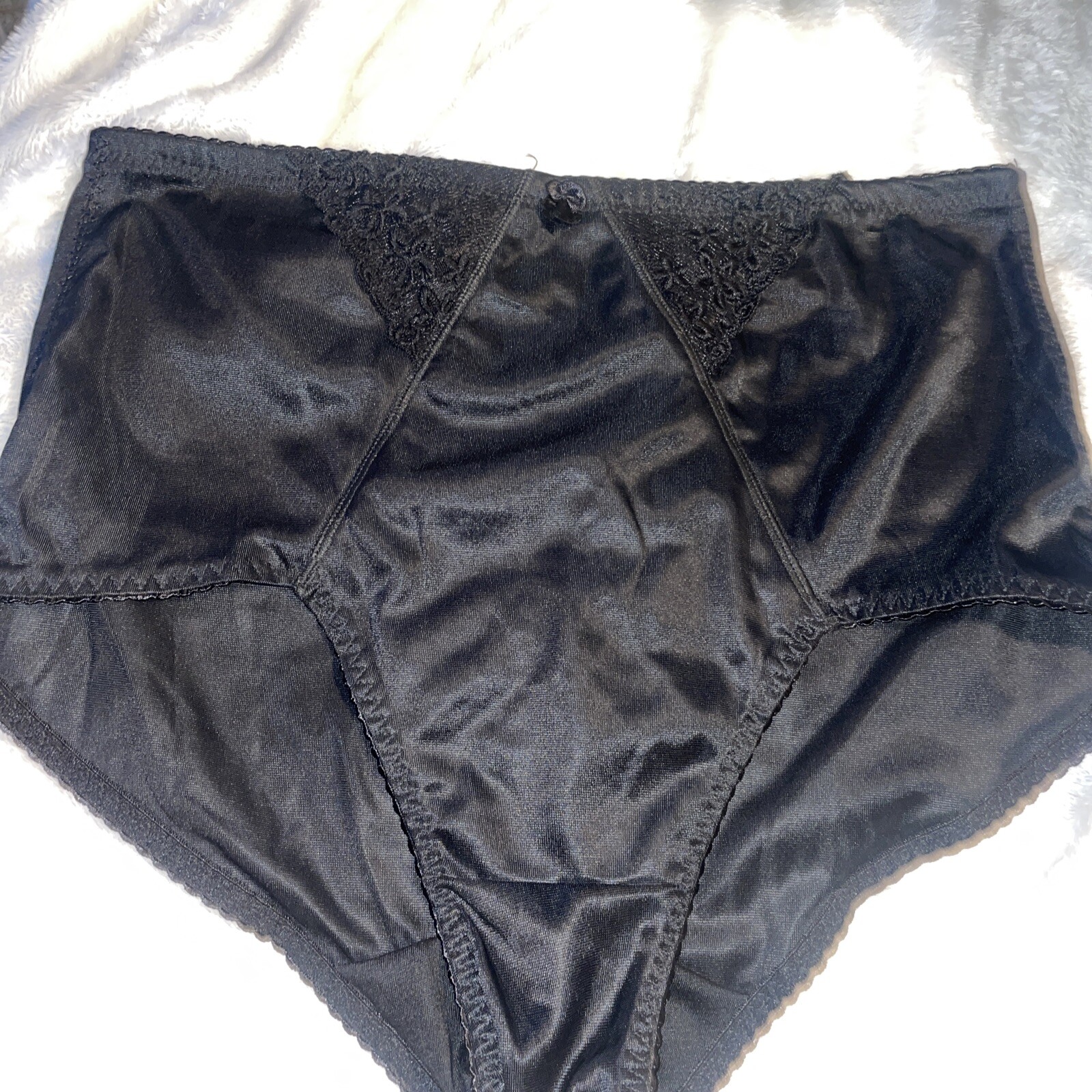 Black Shaper VINTAGE panties Polyester spandex Black Lace trim sides NWOT ￼XL