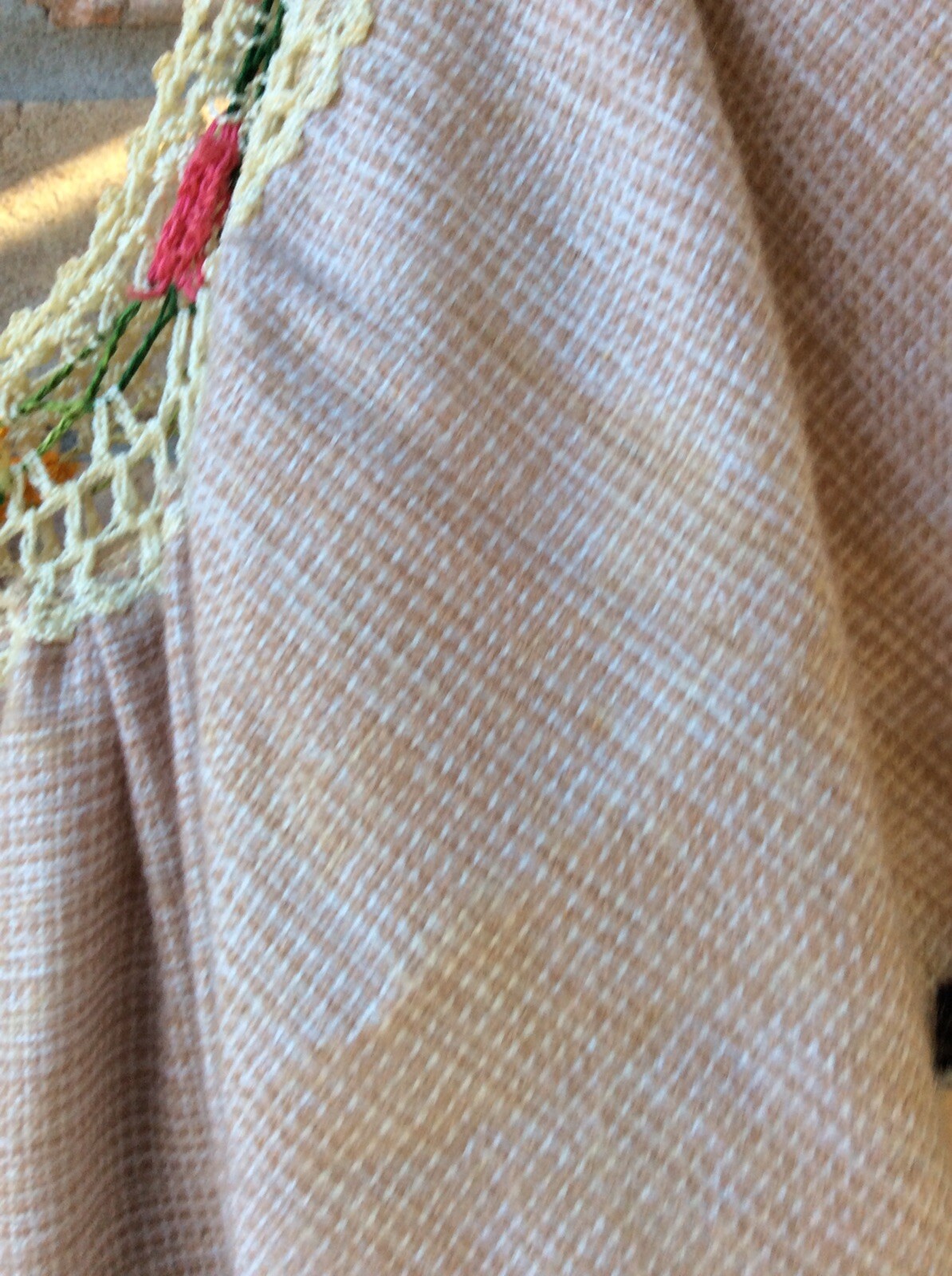 VTG Multicolor Embroidered Mexican Blanket Midi Dress Art 46&Prime;B 49&Prime;H 50&Prime;L FLAWS
