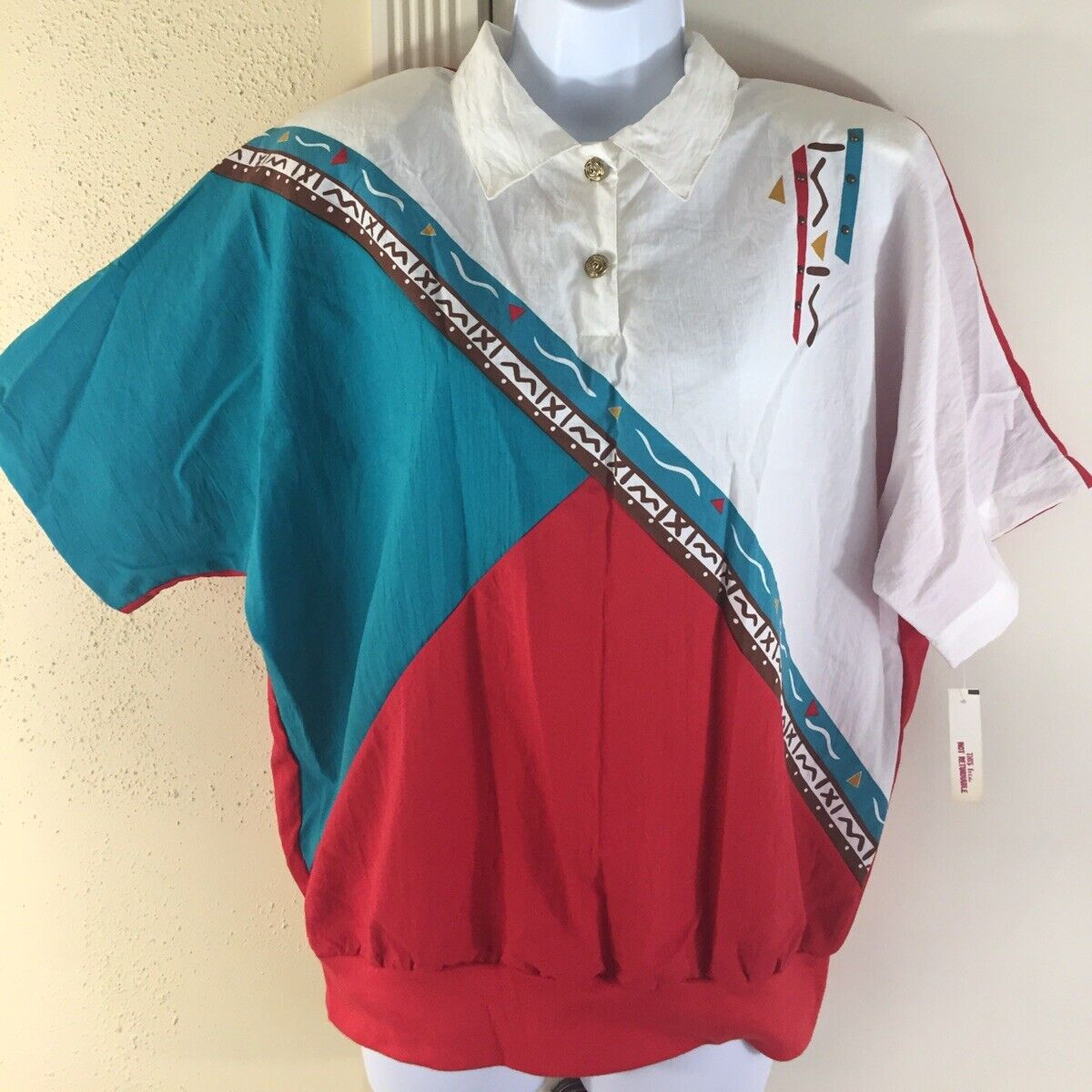 NOS NWT KORET Size Large Retro Western Native American Southwest Top Blouse