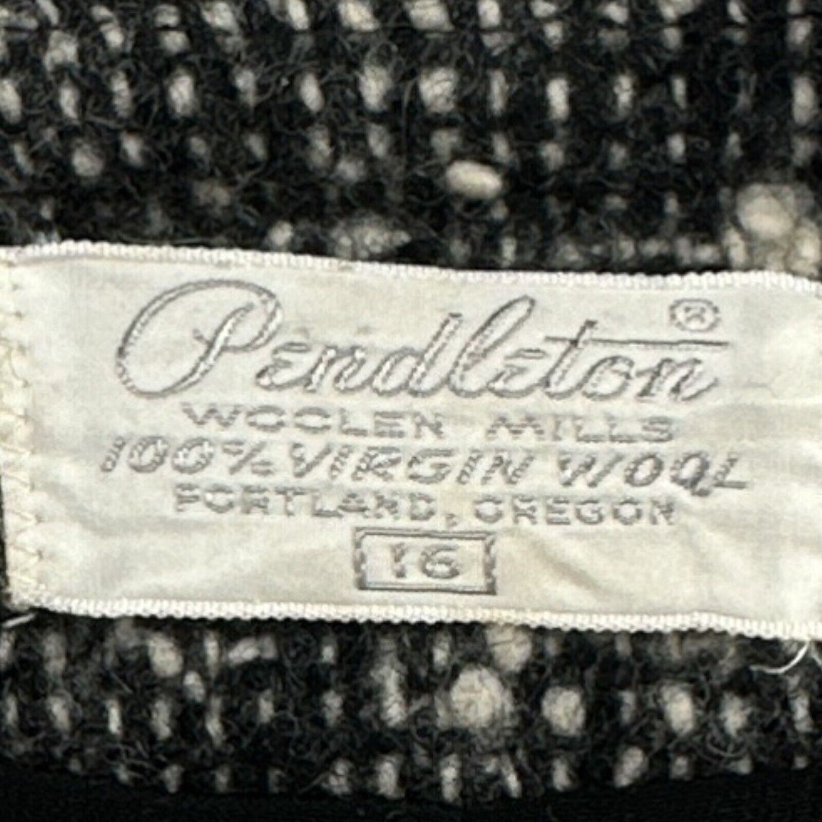 VTG Pendleton Blazer Jacket Wool Tweed Lg Black White Bolero Business Preppy USA