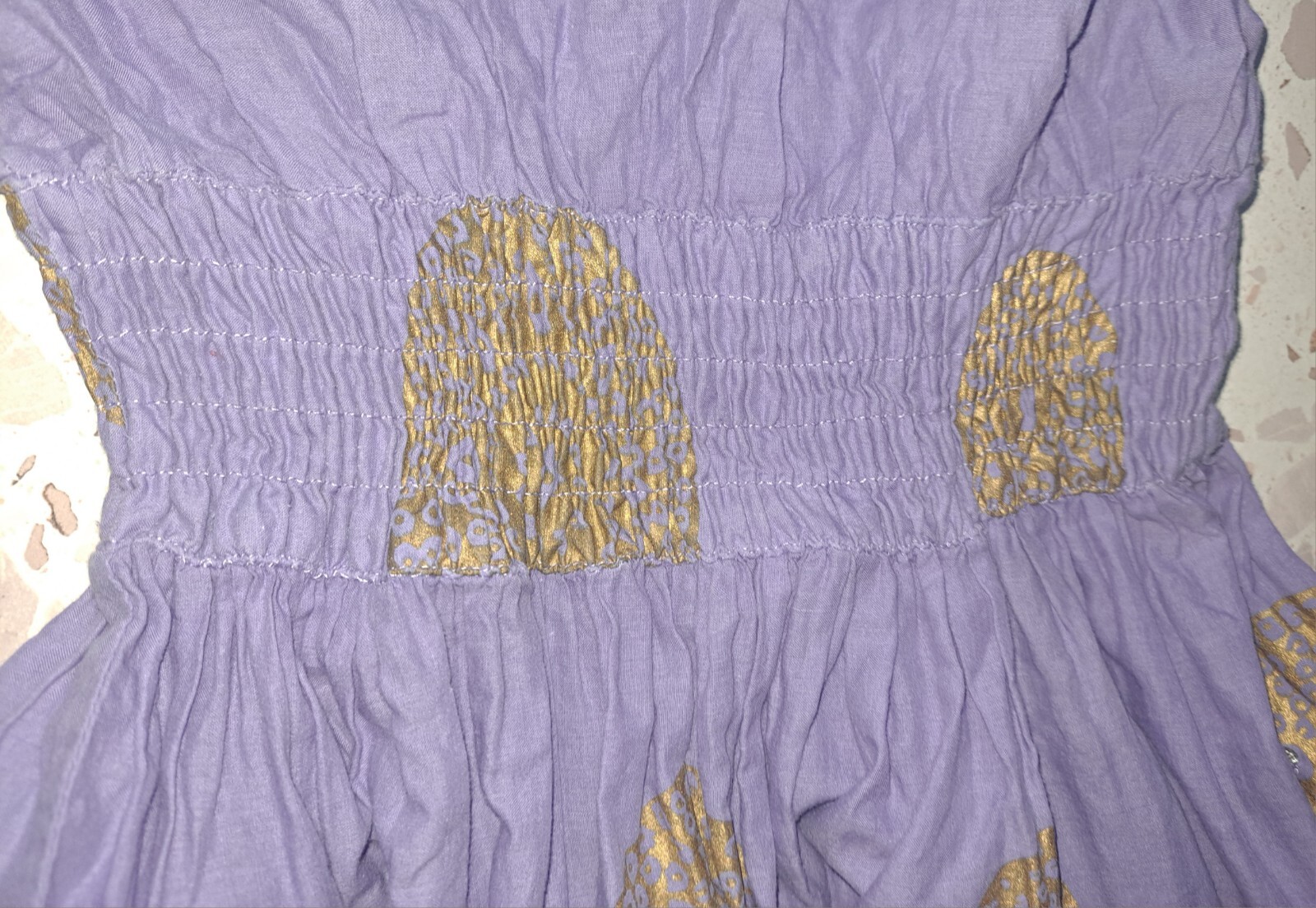 Vtg Moda International Short Summer Dress XS Purple Gold Sequins Ruffles India