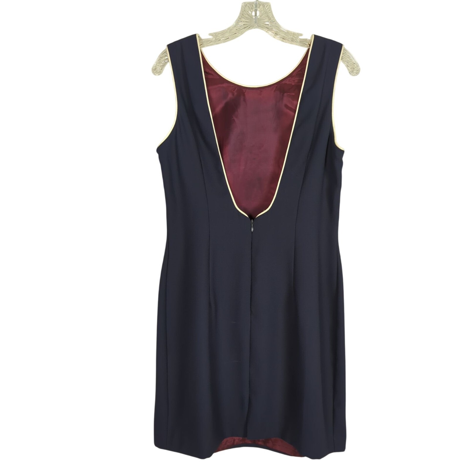 DATIANI Vintage sleeveless open back cocktail elegant navy blue dress sz 12