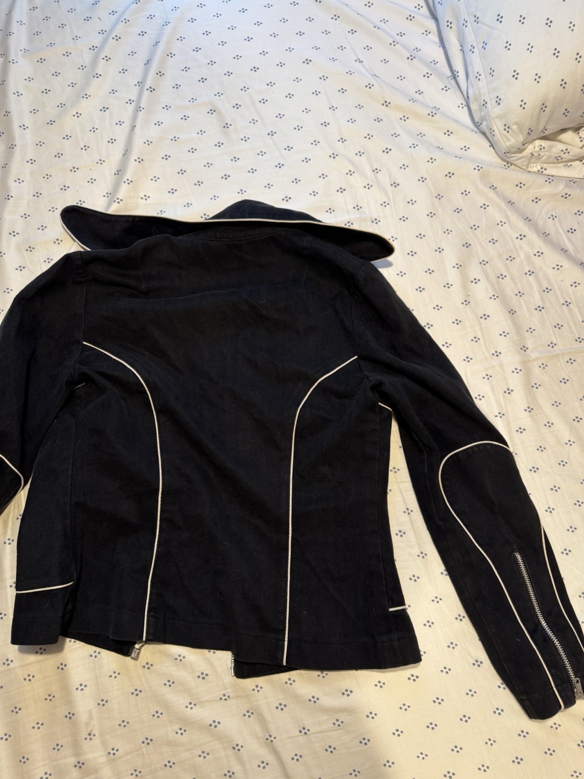 RARE Vintage Roncelli’s Suit. Authentic 70s Black Cotton With White Piping