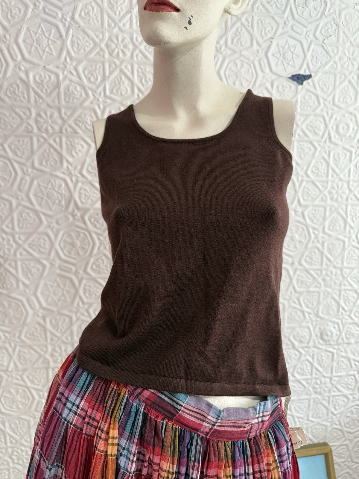 Vintage Emmanuel Ungaro brown sleeveless knit top-Camis- 1980s-1990s-Minimalist-