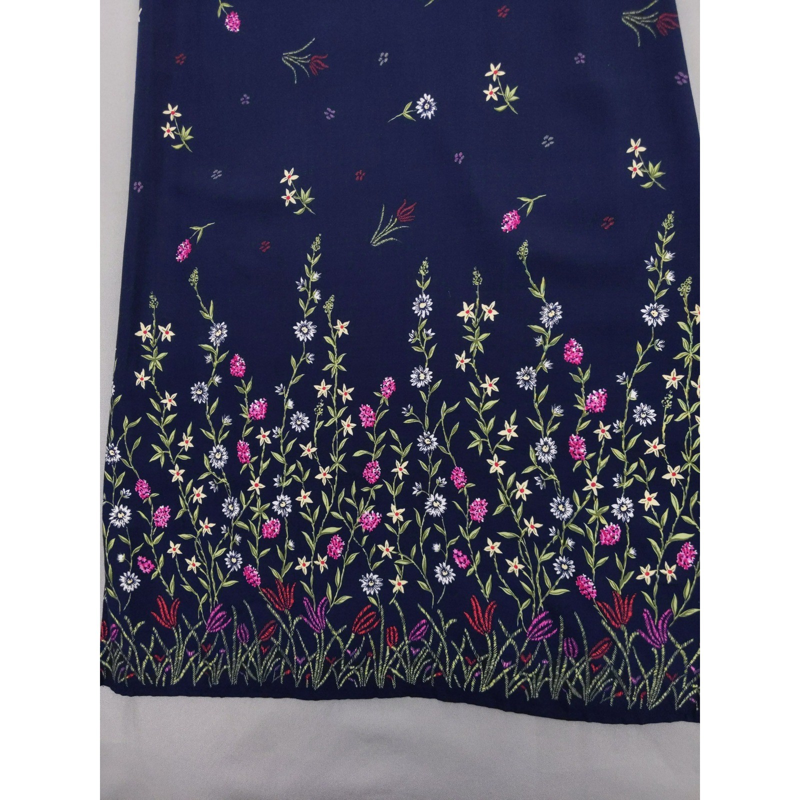 Vintage 90s R&K Original Maxi Dress Sz 8P Tie Back Floral Border Print Rayon