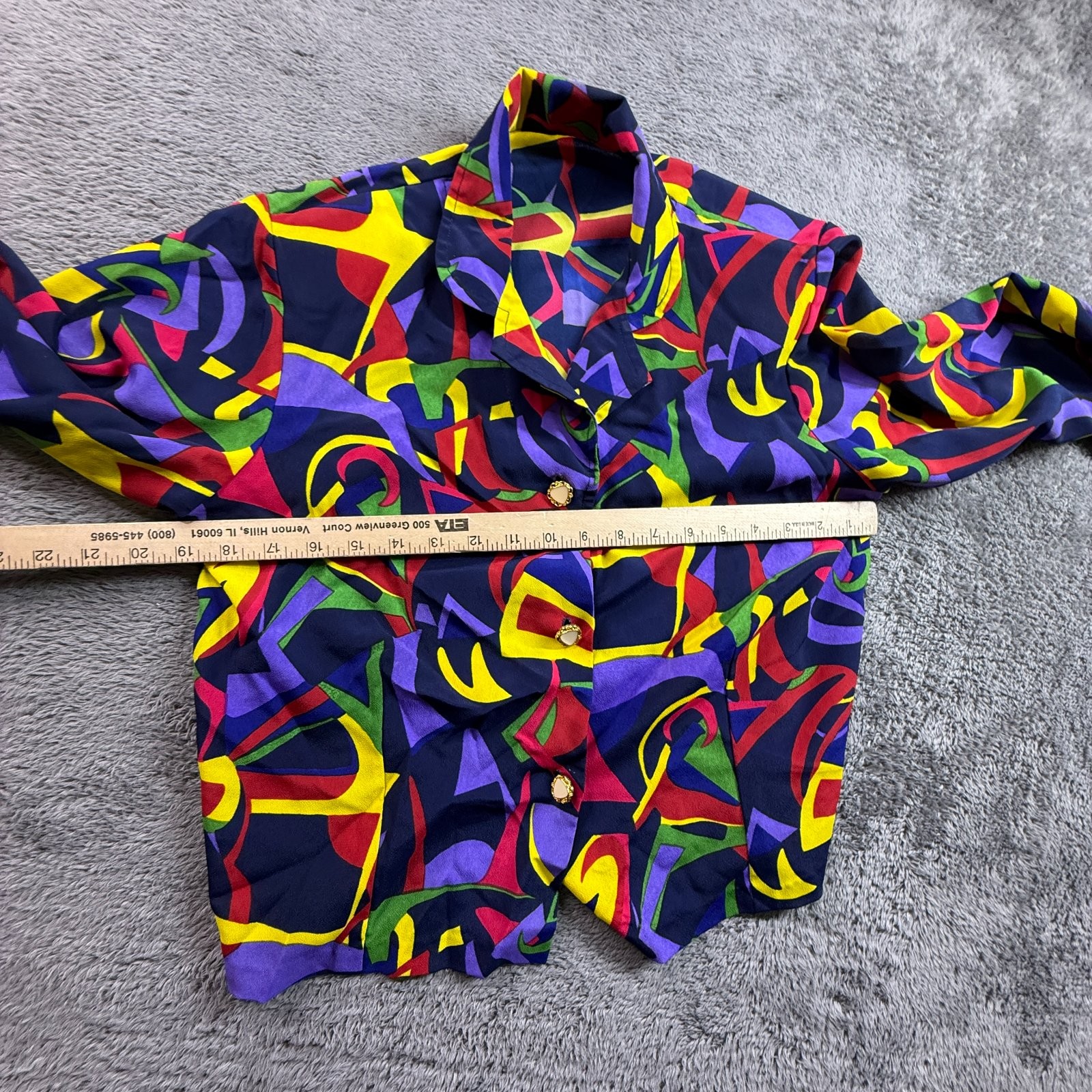 Vintage 80s Womens Abstract Geometric Button Up Jacket Top Art to Wear M