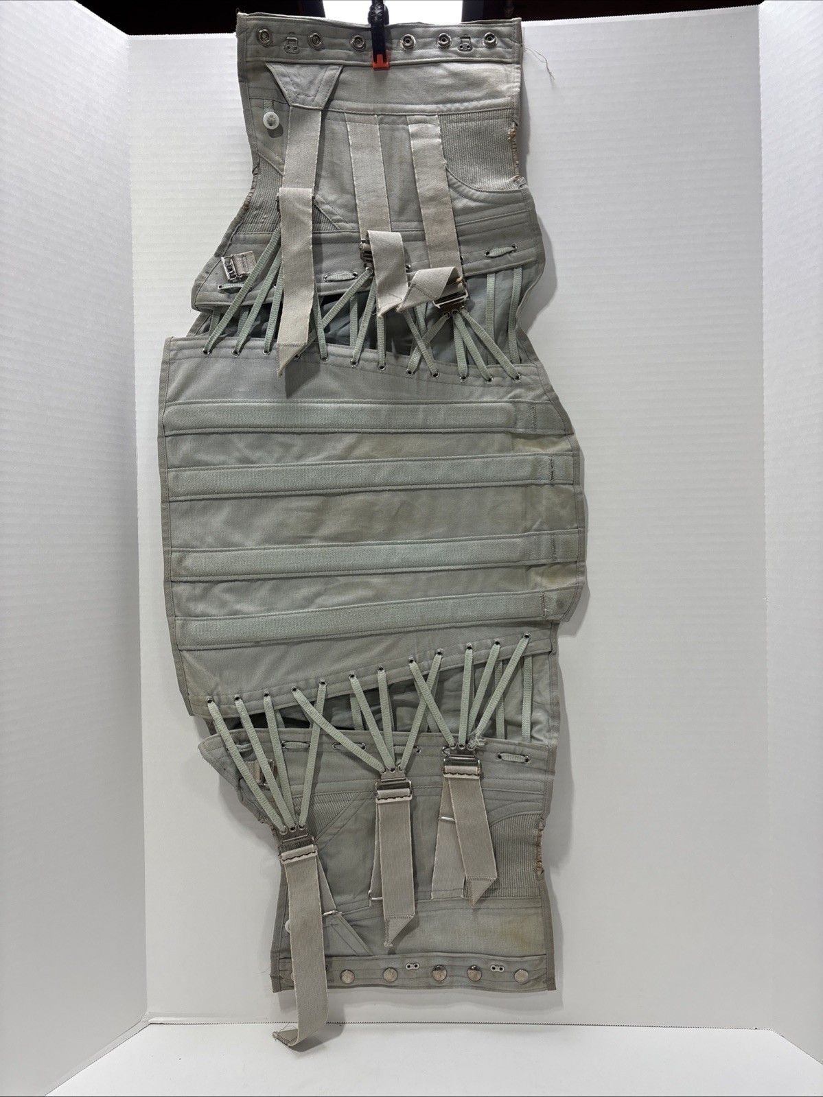Antique Corset. Light Blue Anatomical Support Strappy Adjustable Form Fitting