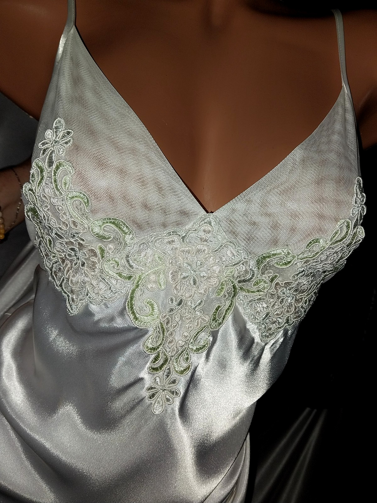 VTG SATIN LIQUID JCPENNEY&rsquo;S DELICATES BABYDOLL NIGHTGOWN VENICE COQUETTE LUXE M