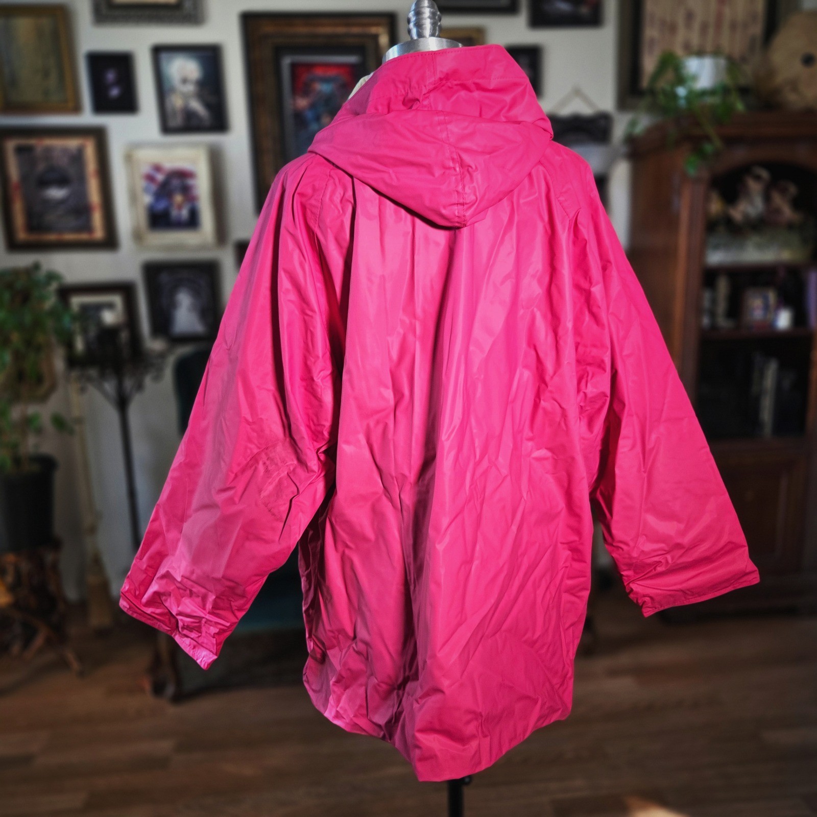 Misty Harbor Pink Raincoat Jacket Vintage 90s Plaid Lined Hooded Plus Size 3X