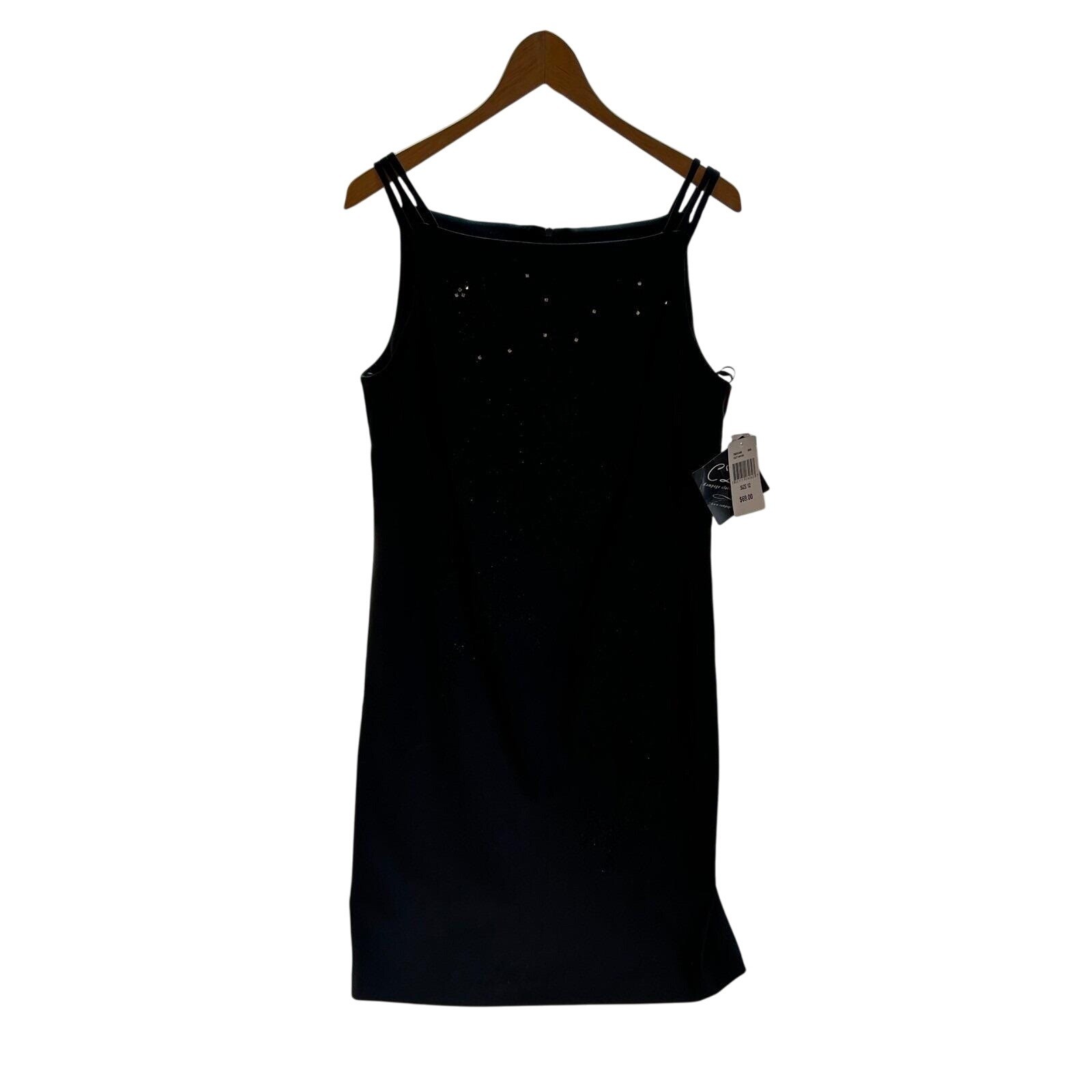 NWT 90s Y2K Rampage CDC Black Sequin Beaded Party Dress USA Square Neck Sz 12