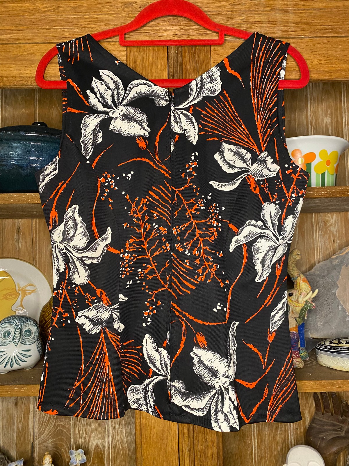 Black, Red+White Top Size 8