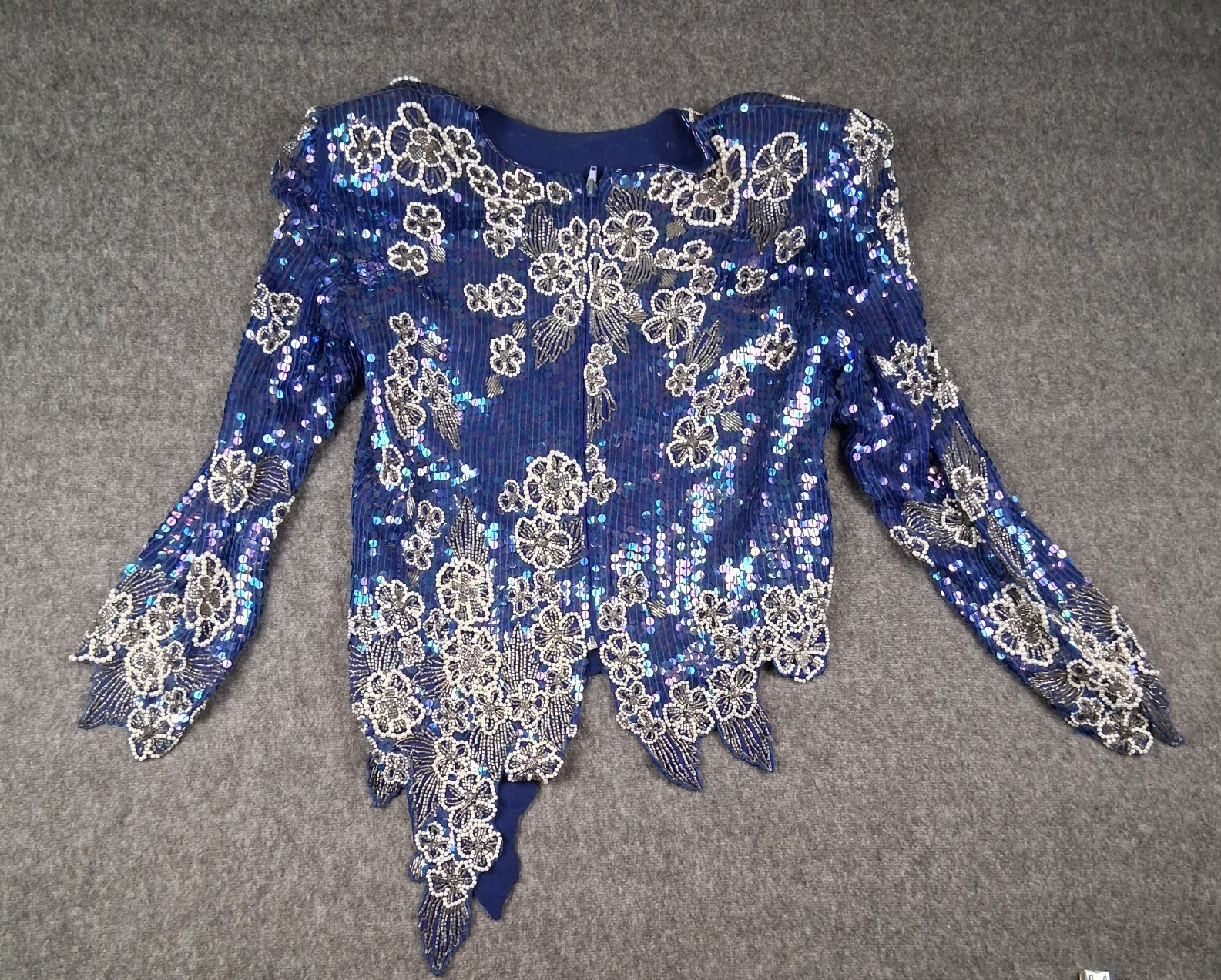 VTG Gatsby Flapper Evening Top Skirt Set Sequin 100% Silk Sz M Elegant India