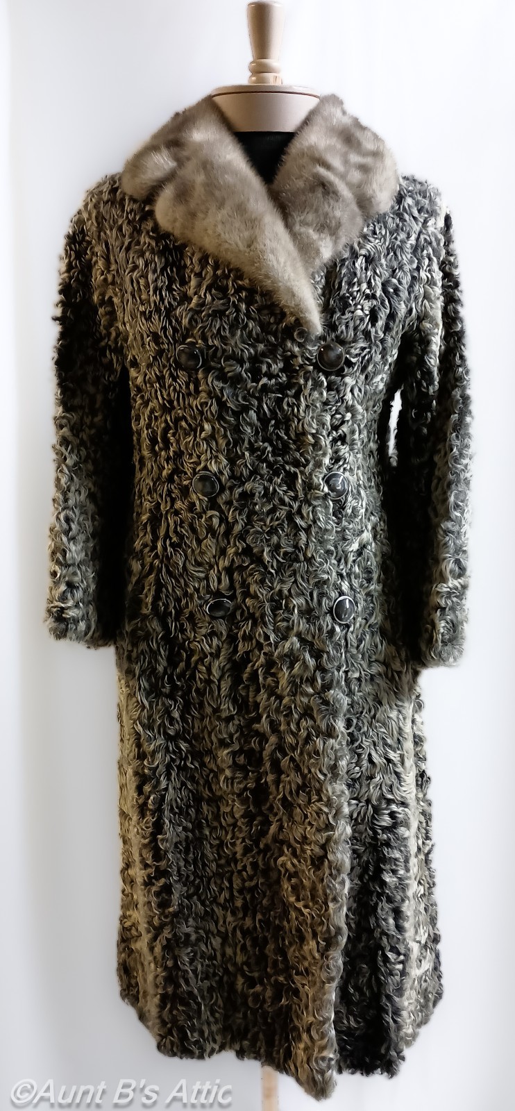 Stunning Vintage 50&rsquo;s Persian Lamb And Mink Collar Coat Joseph Palanker & Sons S