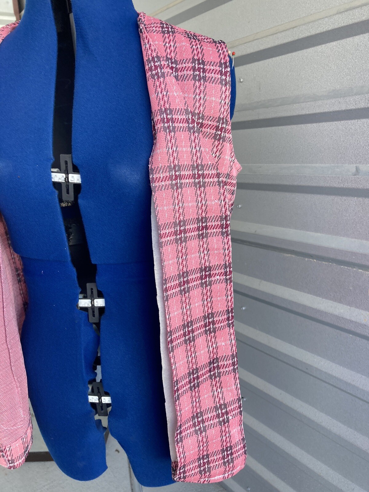 Vintage Pink Plaid Vest Button Down With Pockets 40 Inch Chest Handmade