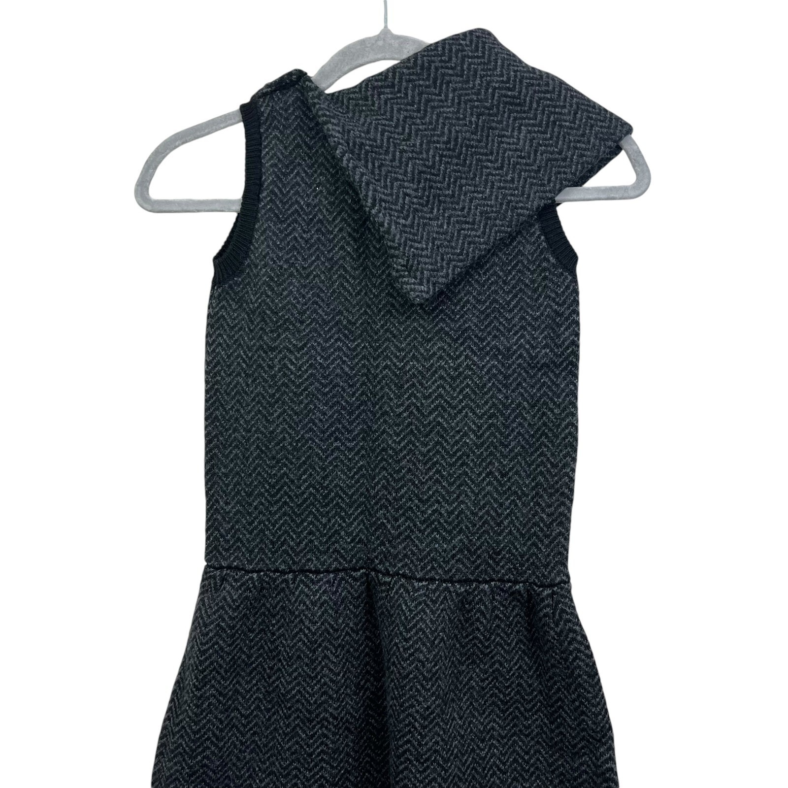 1970 Seventy Wool Dress Turtle Neck Sleeveless Herringbone Gray Women EUR 42*