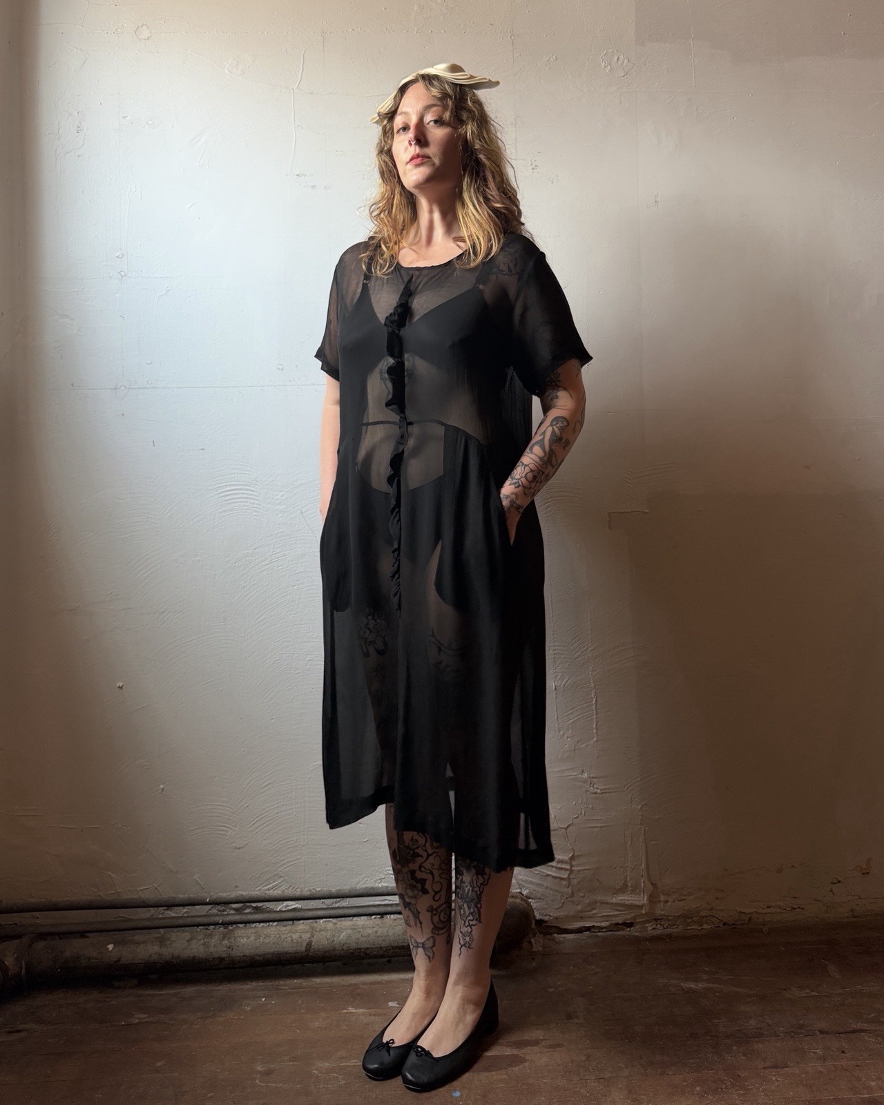 Vintage 1990s Comme Des Garcons Sheer Black Silk Sheath Dress – Fits Many