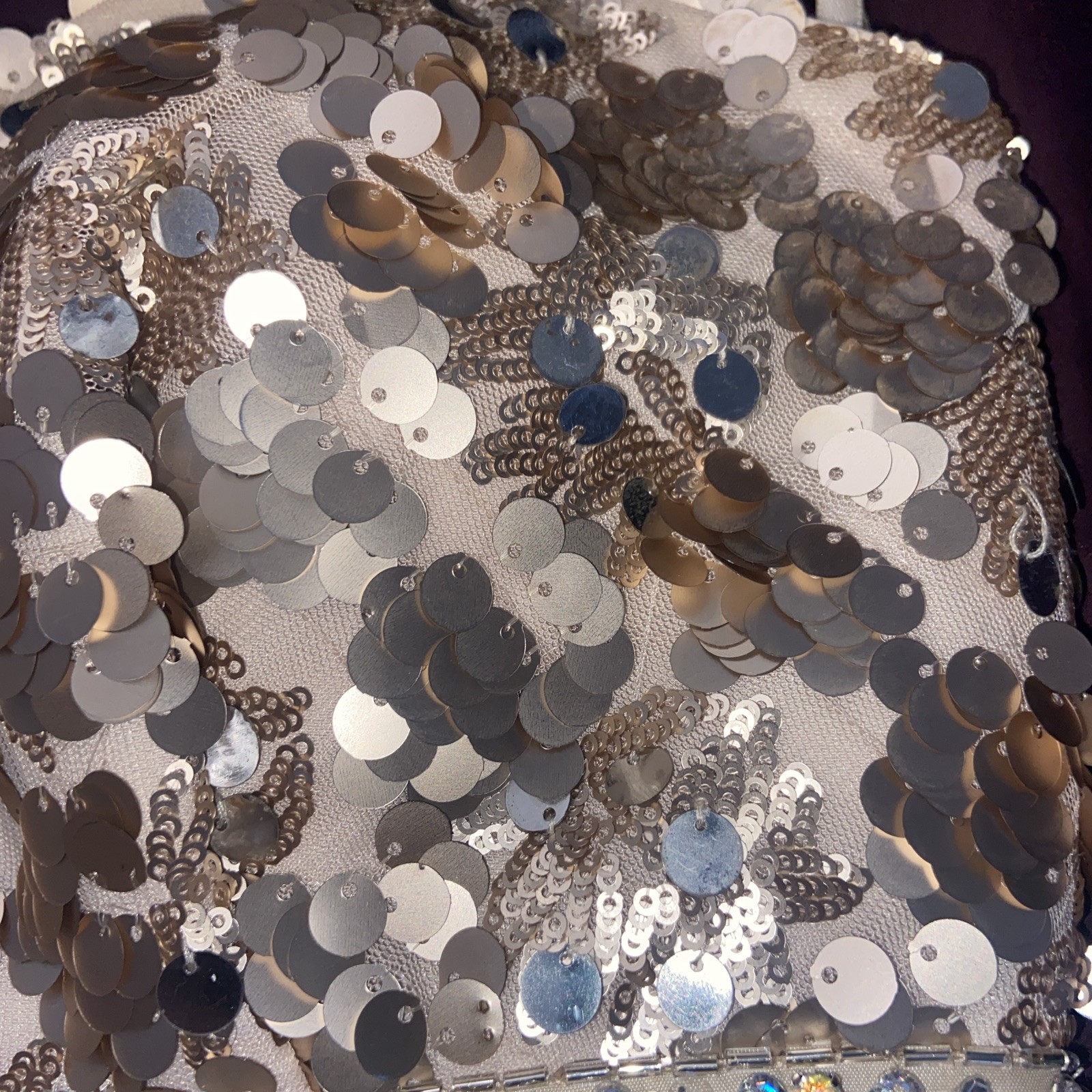 Vtg Night Moves Gold Rose Sequin Aurora Borealis Formal Prom Dress 8 Medium GUC