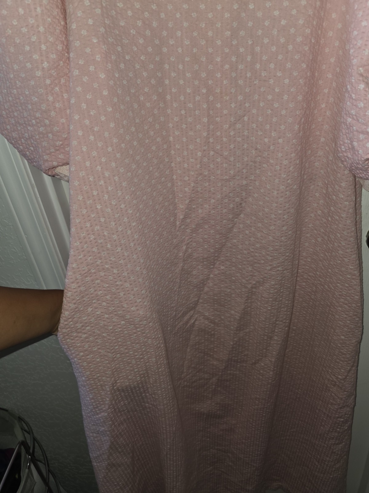 Vintage Miss Elaine Ruffle Pink Floral Nightgown (Medium)