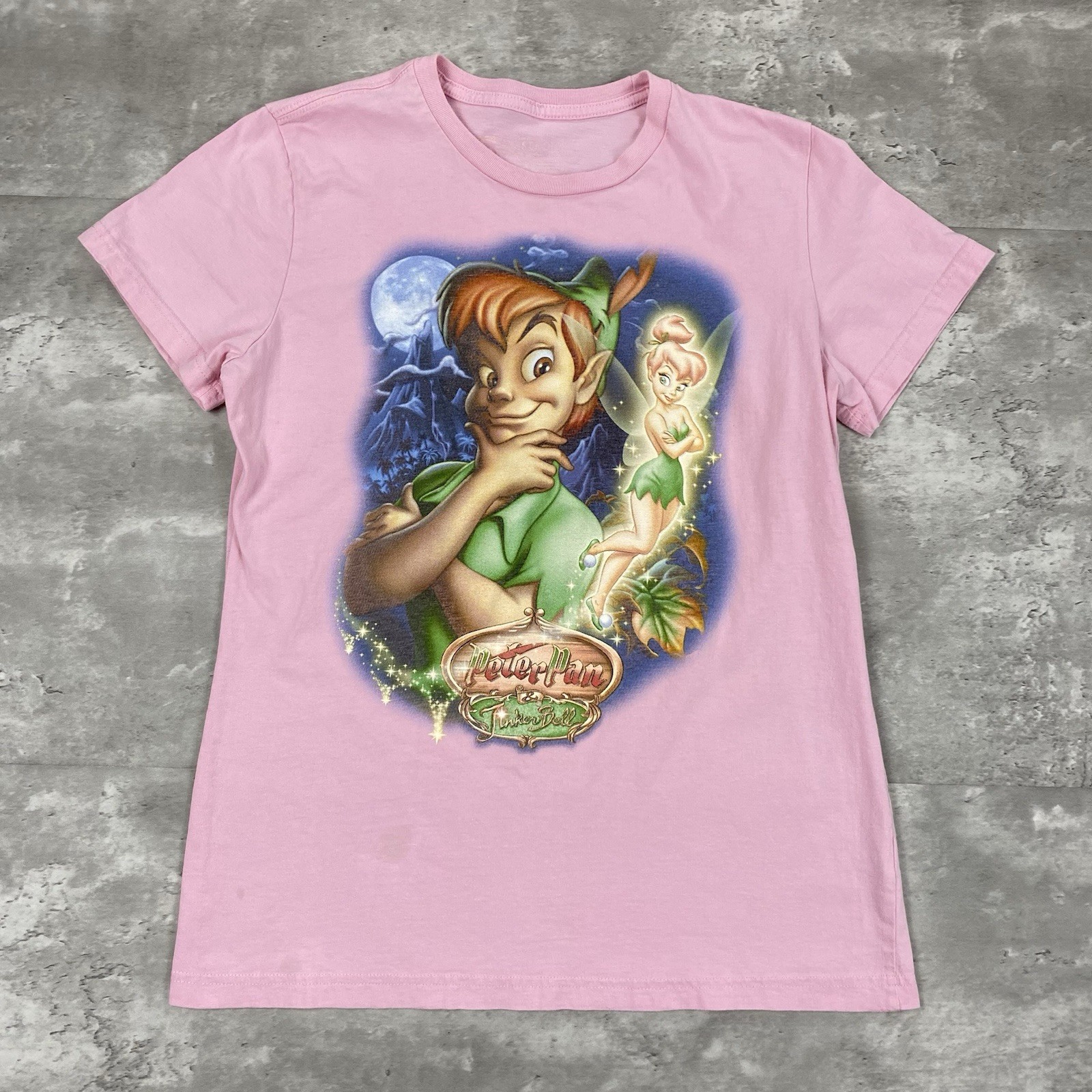 vintage DISNEY STORE Studio Collection Peter Pan & Tinker Bell t shirt y2k 2010s