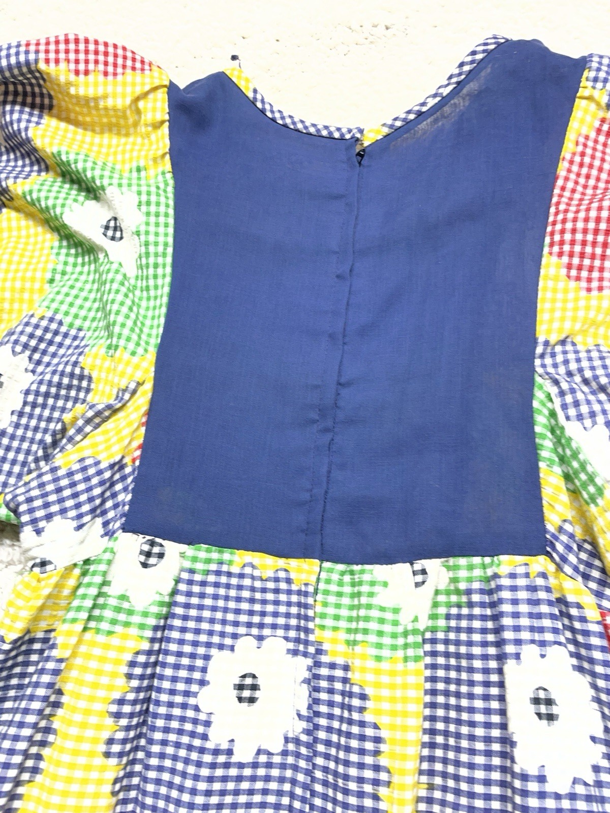 Vintage 1970s Patchwork Floral Gingham Maxi Dress Women’s 13 See Measurements EC