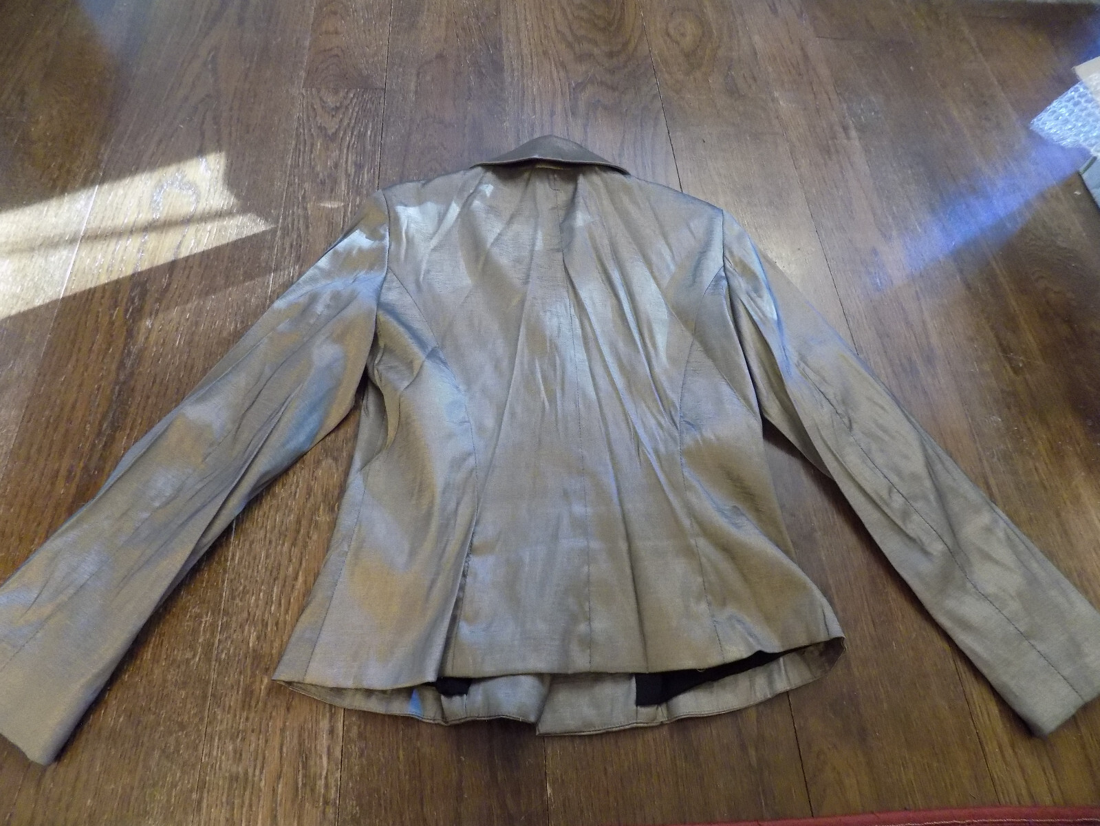 Vtg Patra Metallic Bronze 4 button Bow gathered accents Blazer Jacket EUC Sz 10
